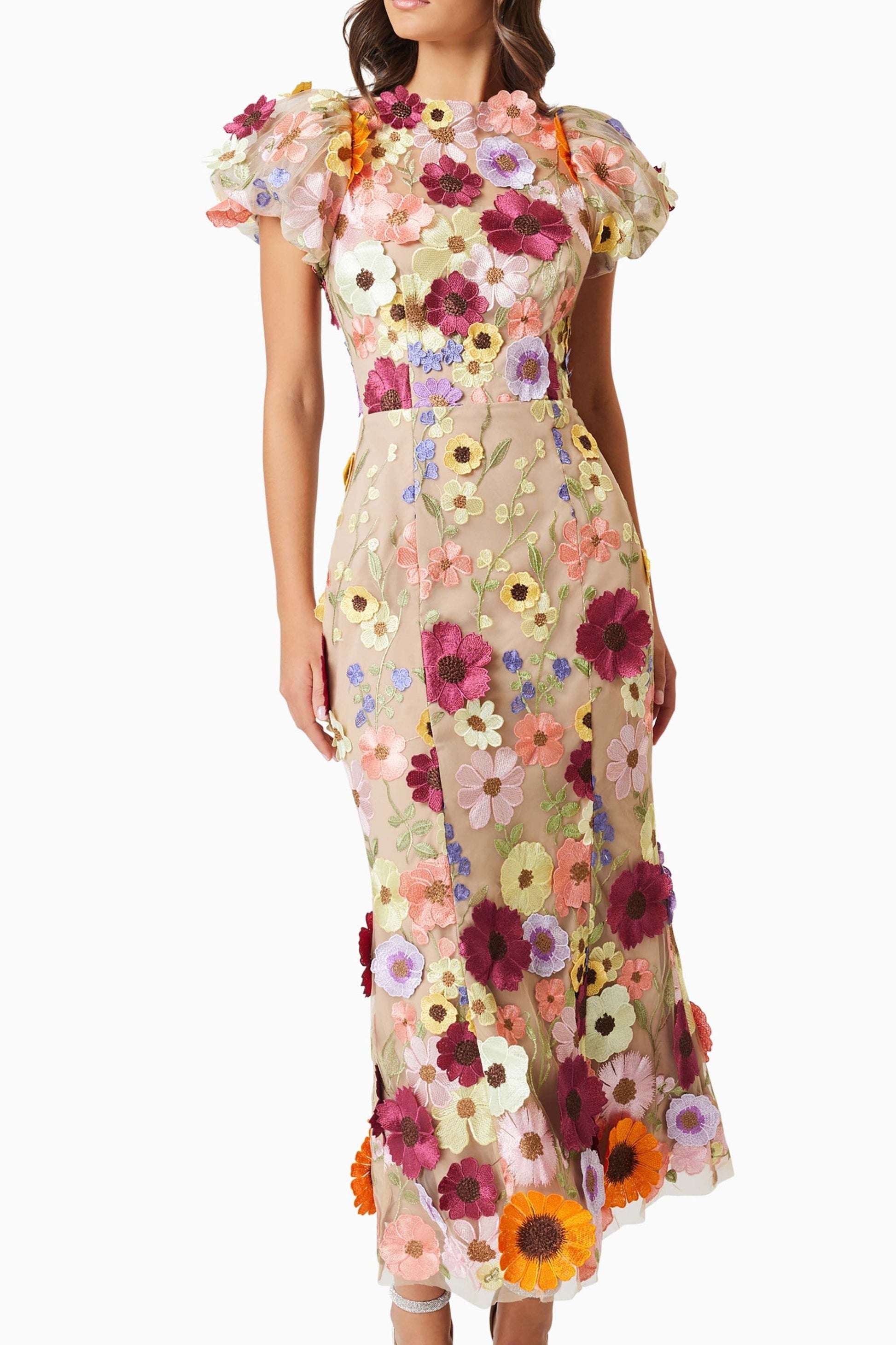madeline 3D Lace Maxi Dress In Pink