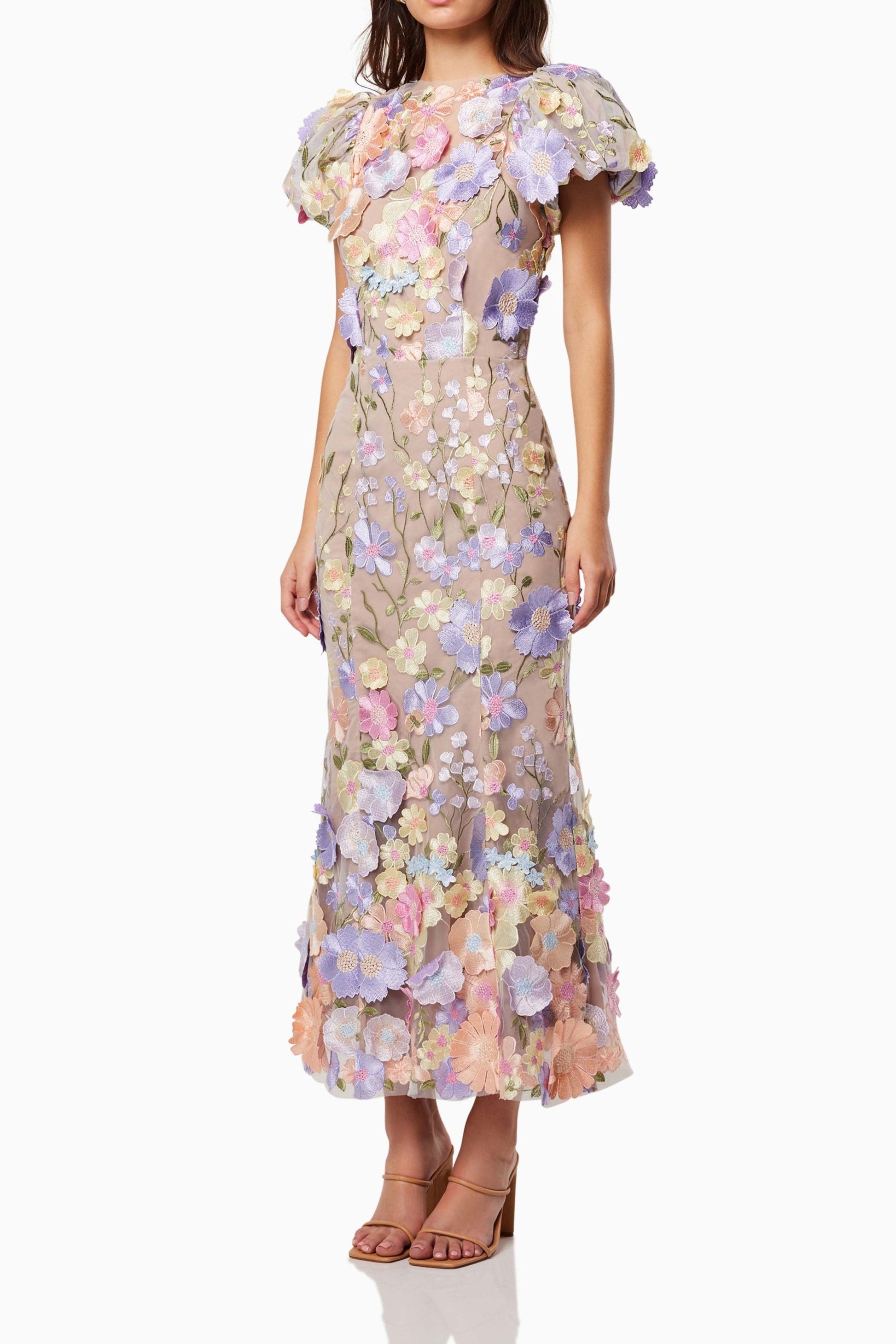 madeline 3D Lace Maxi Dress In Purple