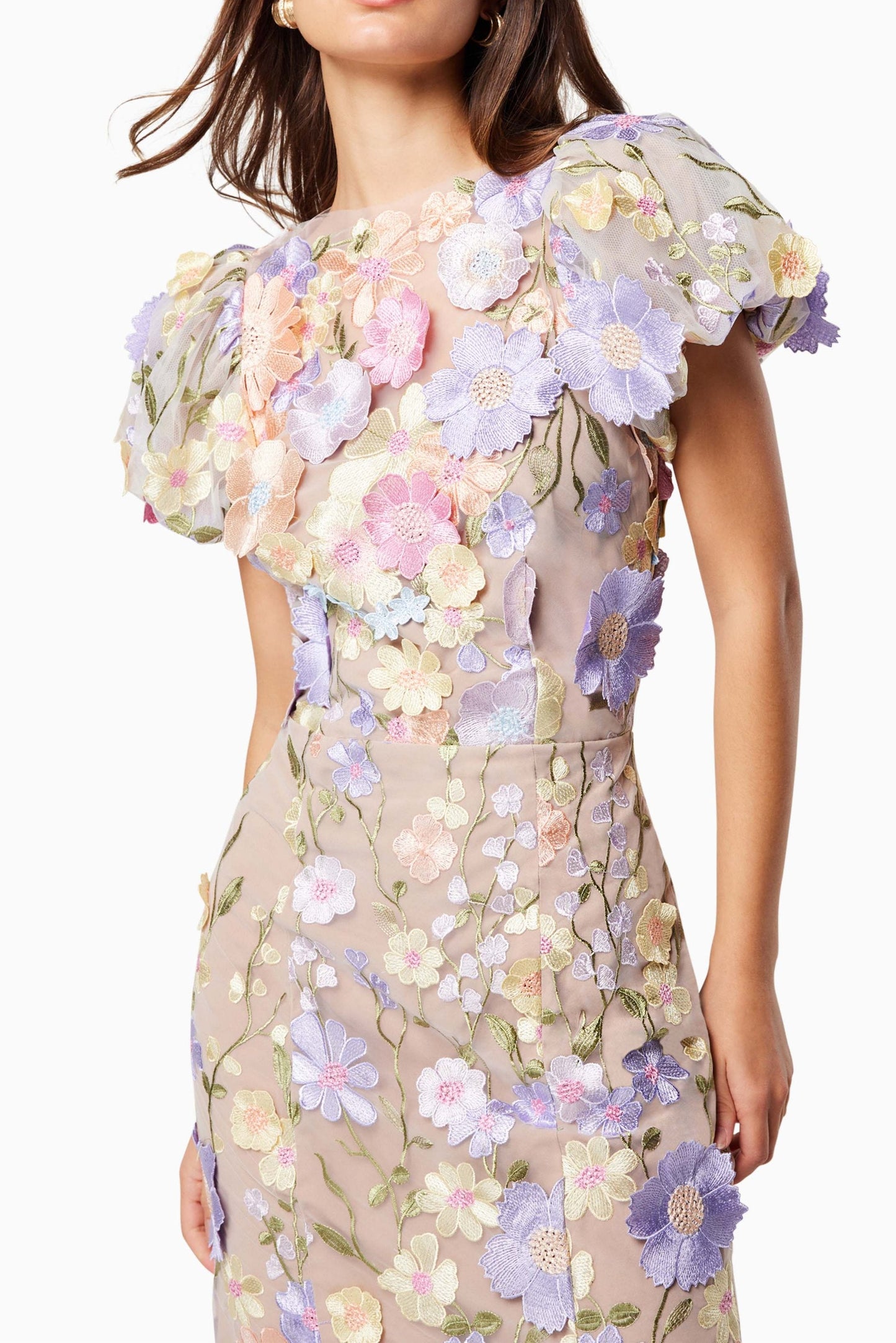 Stylish purple dress | madeline 3D Lace Maxi Dress In Purple - Ideal for special occasions