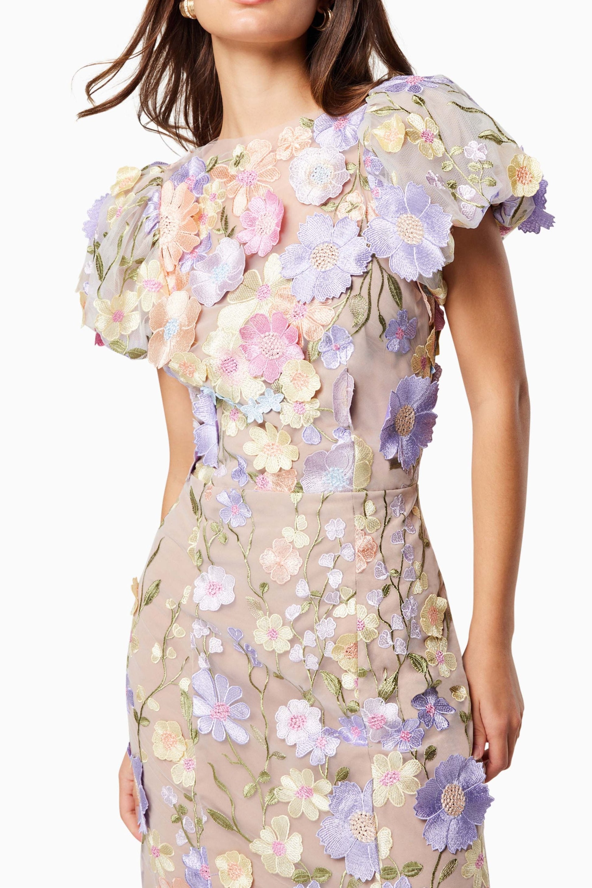 madeline 3D Lace Maxi Dress In Purple