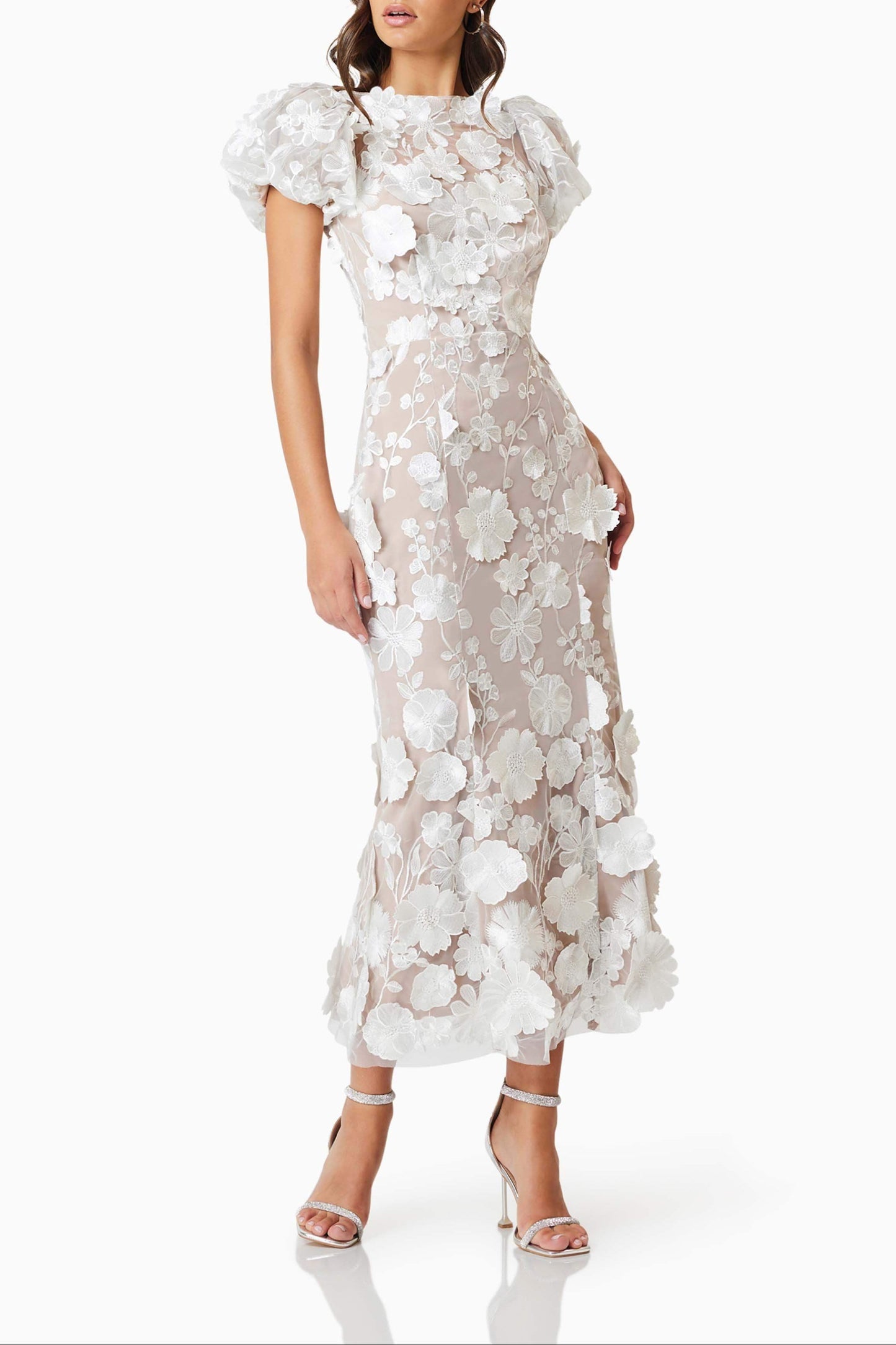 Shop  white dress - Perfect for special occasions | madeline 3D Lace Maxi Dress In White