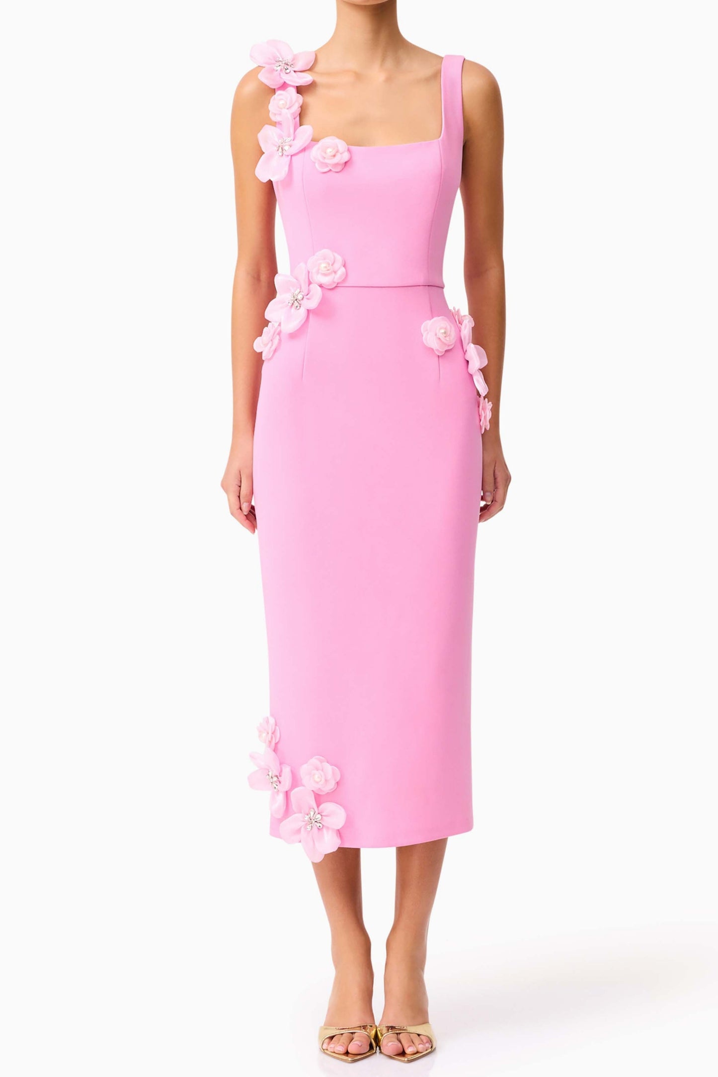 Shop  pink dress - Perfect for special occasions | Chantelle 3D Midi Dress in Pink
