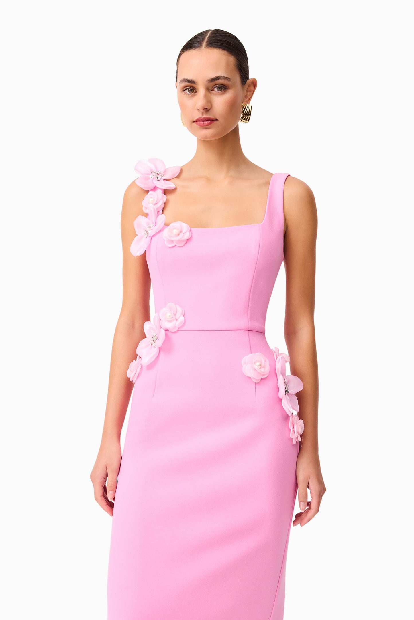 Shop  pink dress - Perfect for special occasions | Chantelle 3D Midi Dress in Pink
