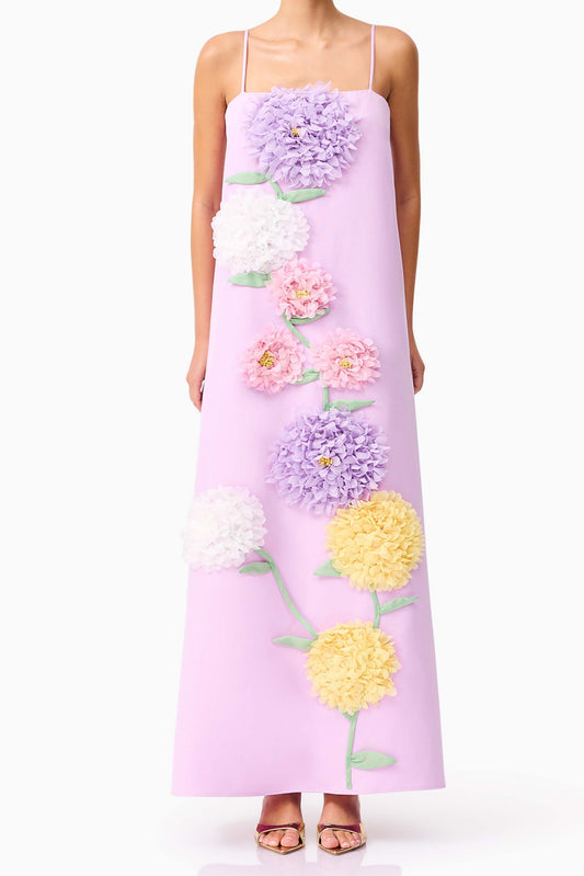 Ellalabel aaliyah Buttercup Embroidered Maxi Dress in Purple in Purple - Crafted from High-quality Fabrication- Ideal for Wedding Guest and Formal Galas.