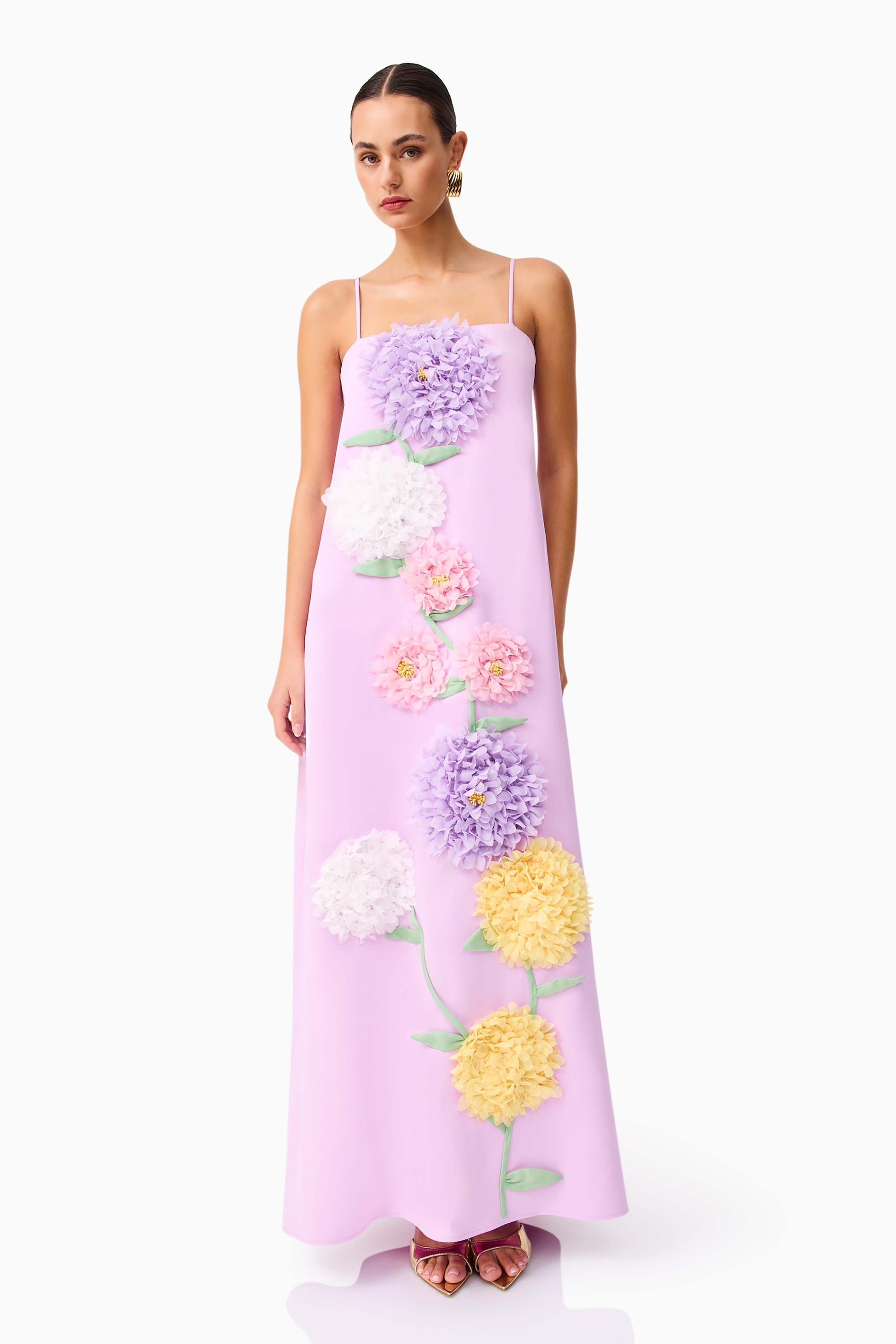 aaliyah Buttercup Embroidered Maxi Dress in Purple