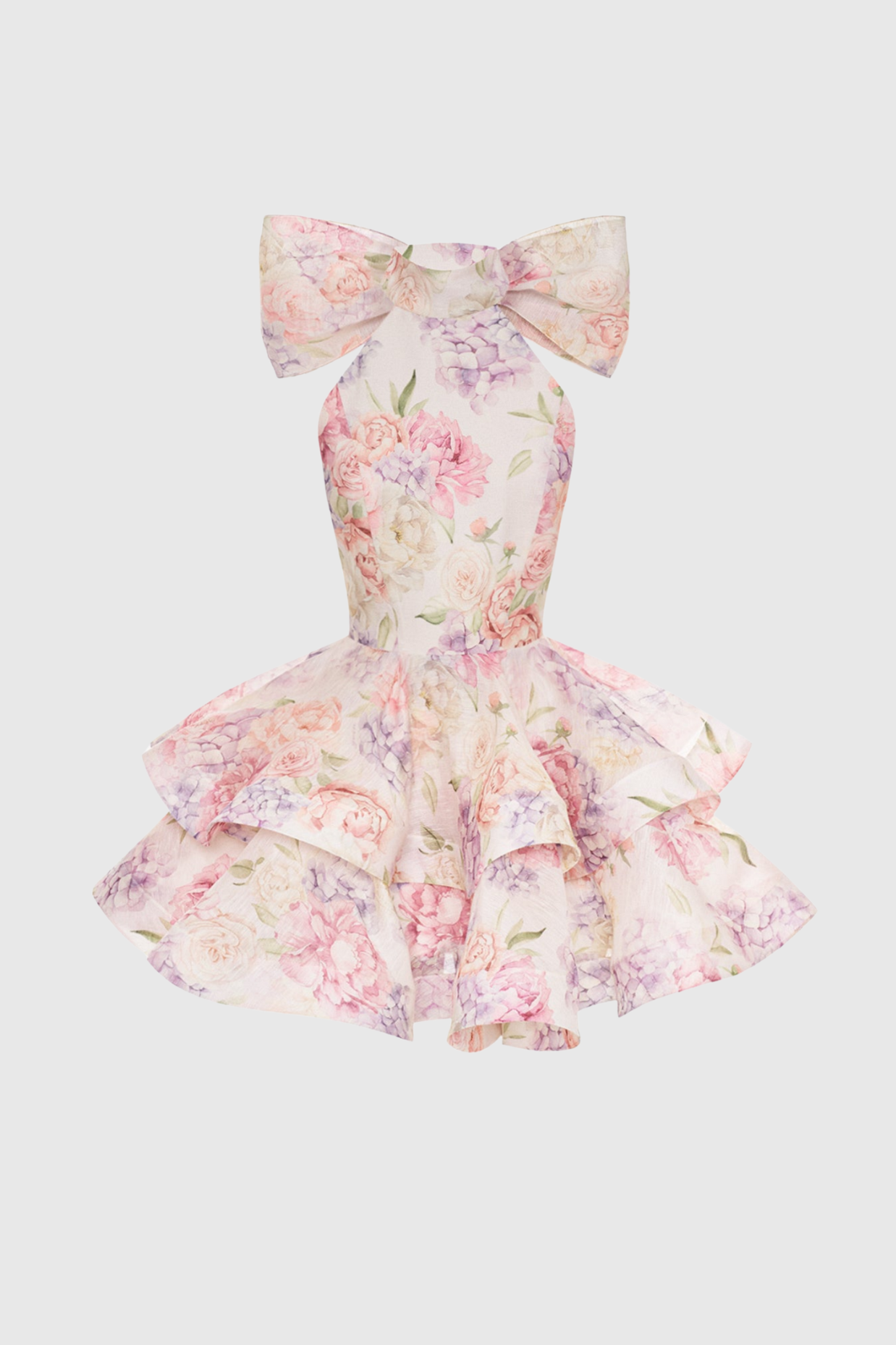 Earna Floral Print Halter Mini Dress