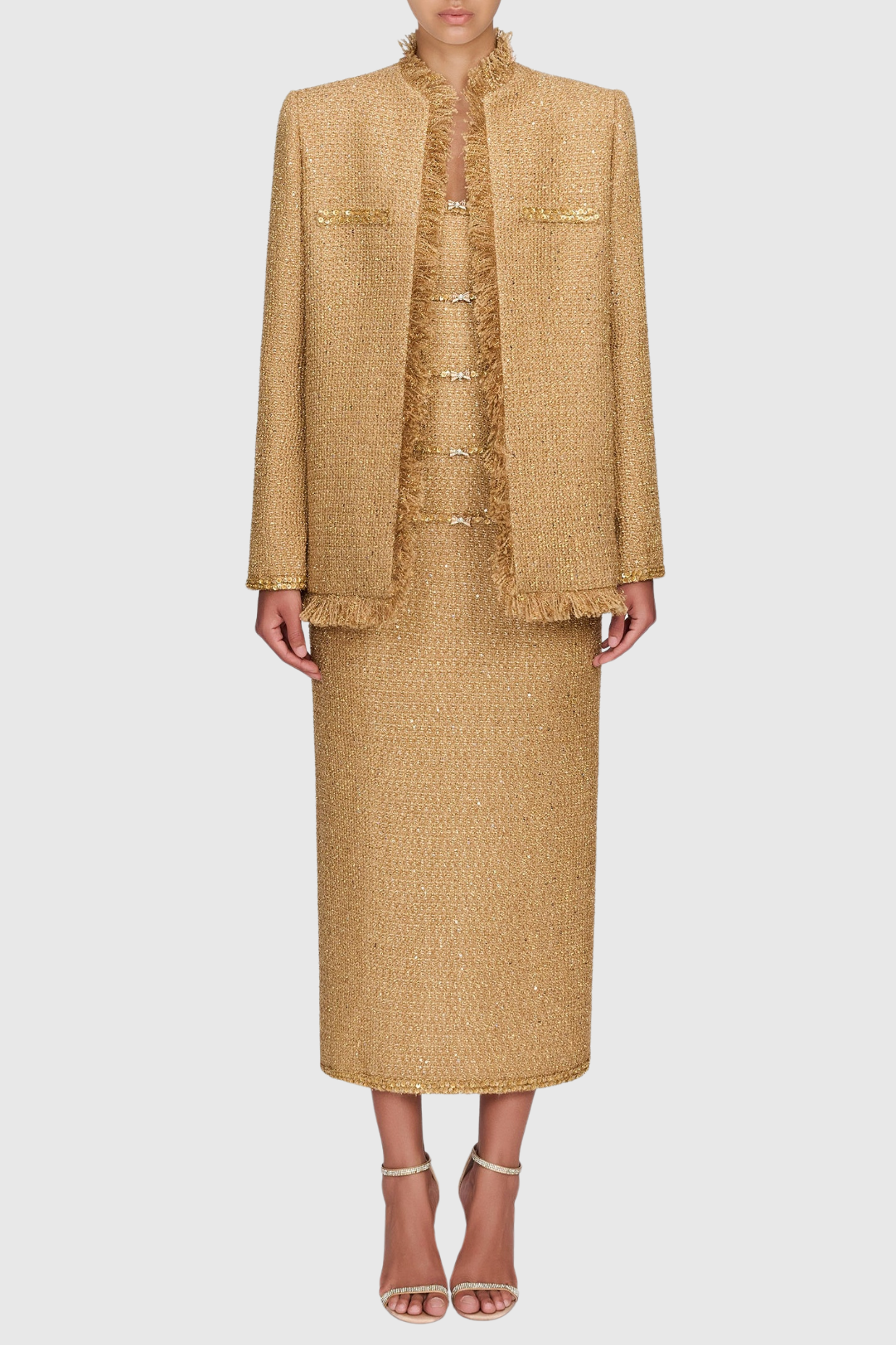 Elborno Gold Sequin Embellished Jacket - Stylish beautiful dress for special occasions | Buy Online