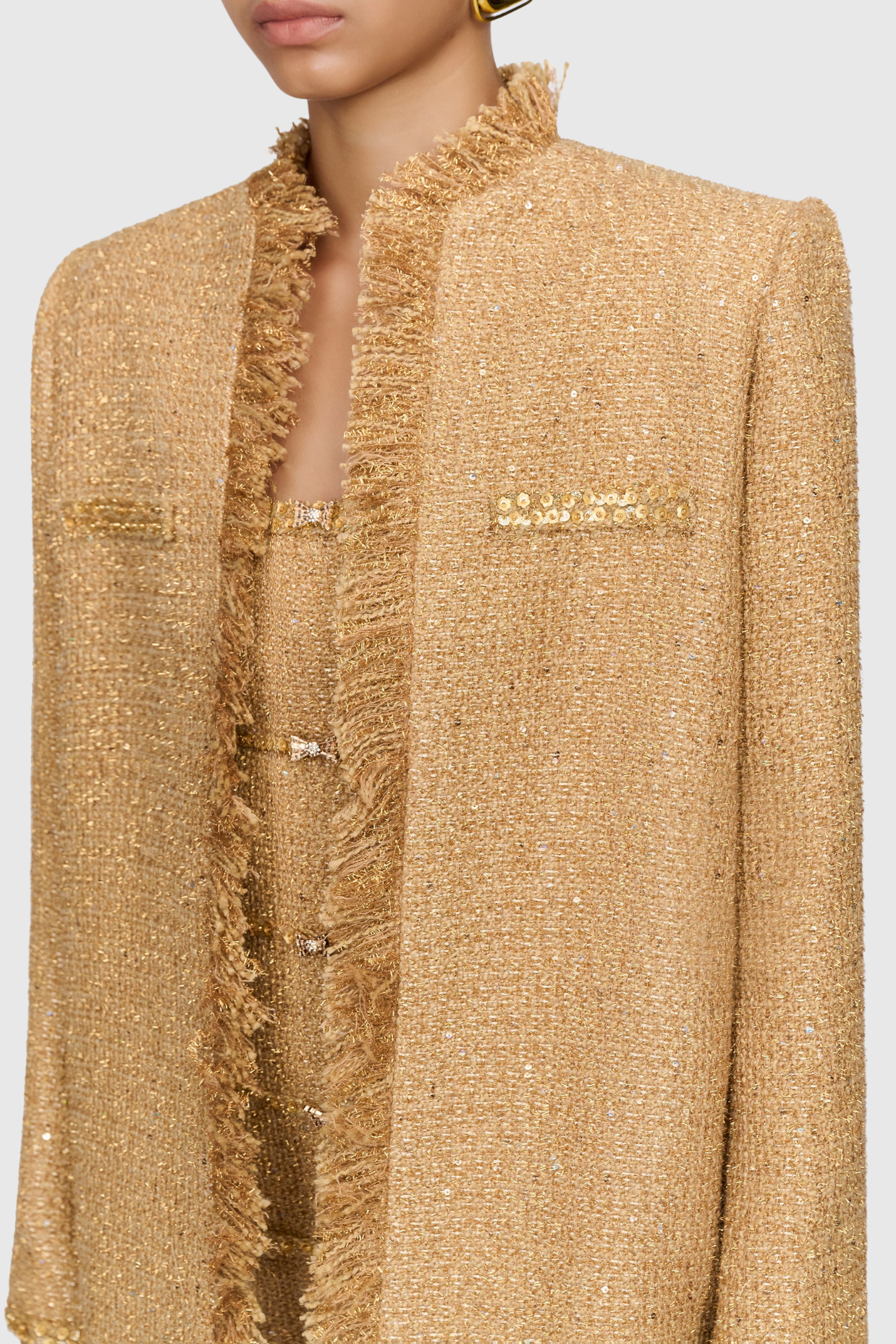 Elborno Gold Sequin Embellished Jacket - Stylish beautiful dress for special occasions | Buy Online