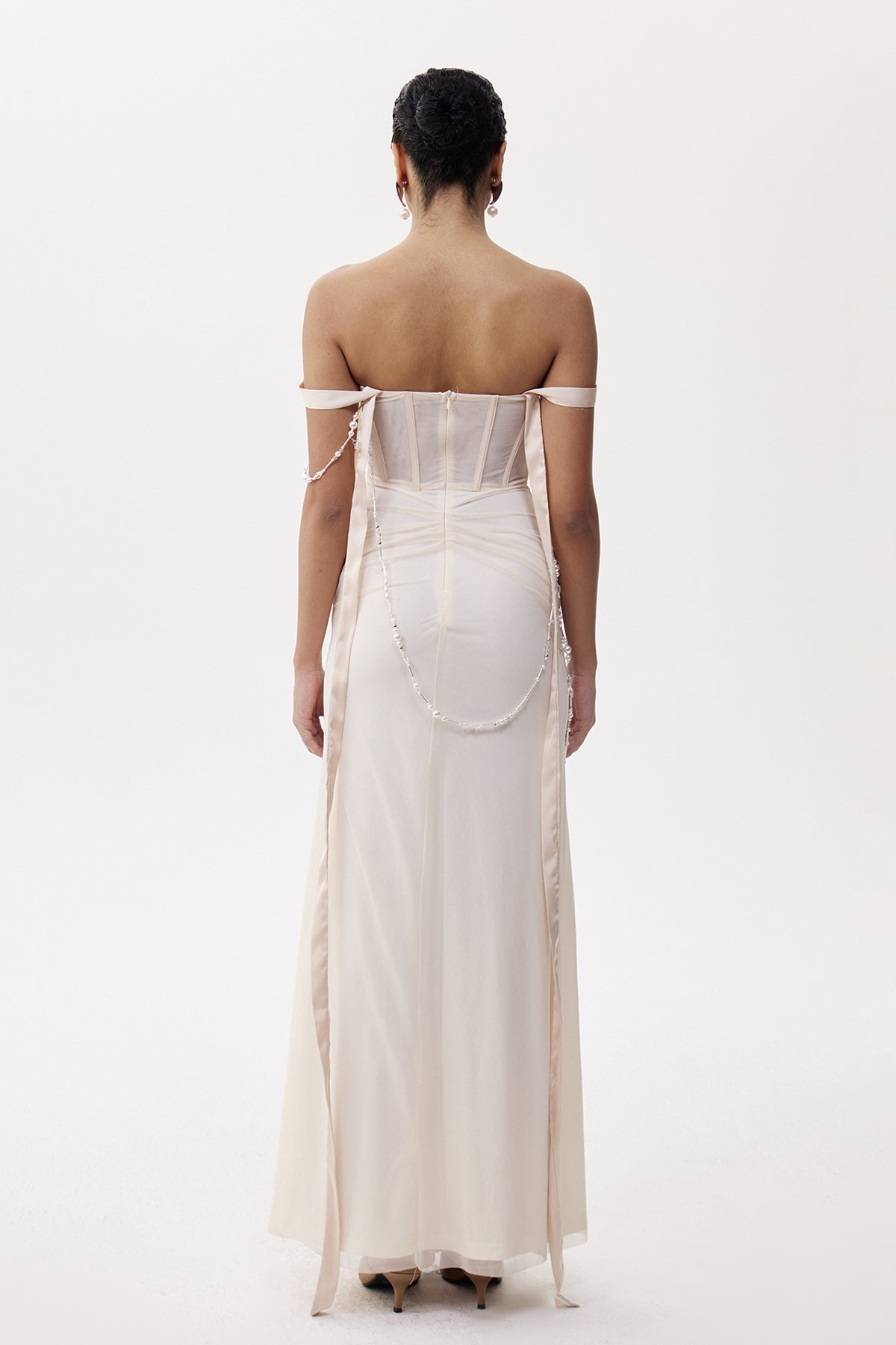 valerie Corset Pearl Chain Maxi Dress