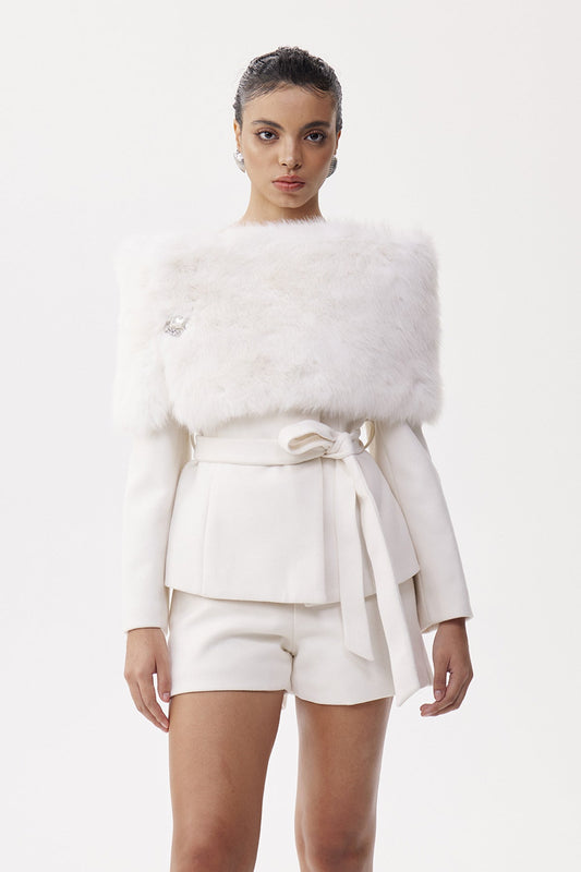 Ellalabel xenia Faux Fur Pants Set - Crafted from High-quality Fabrication - Designed for Elegant Occasions.