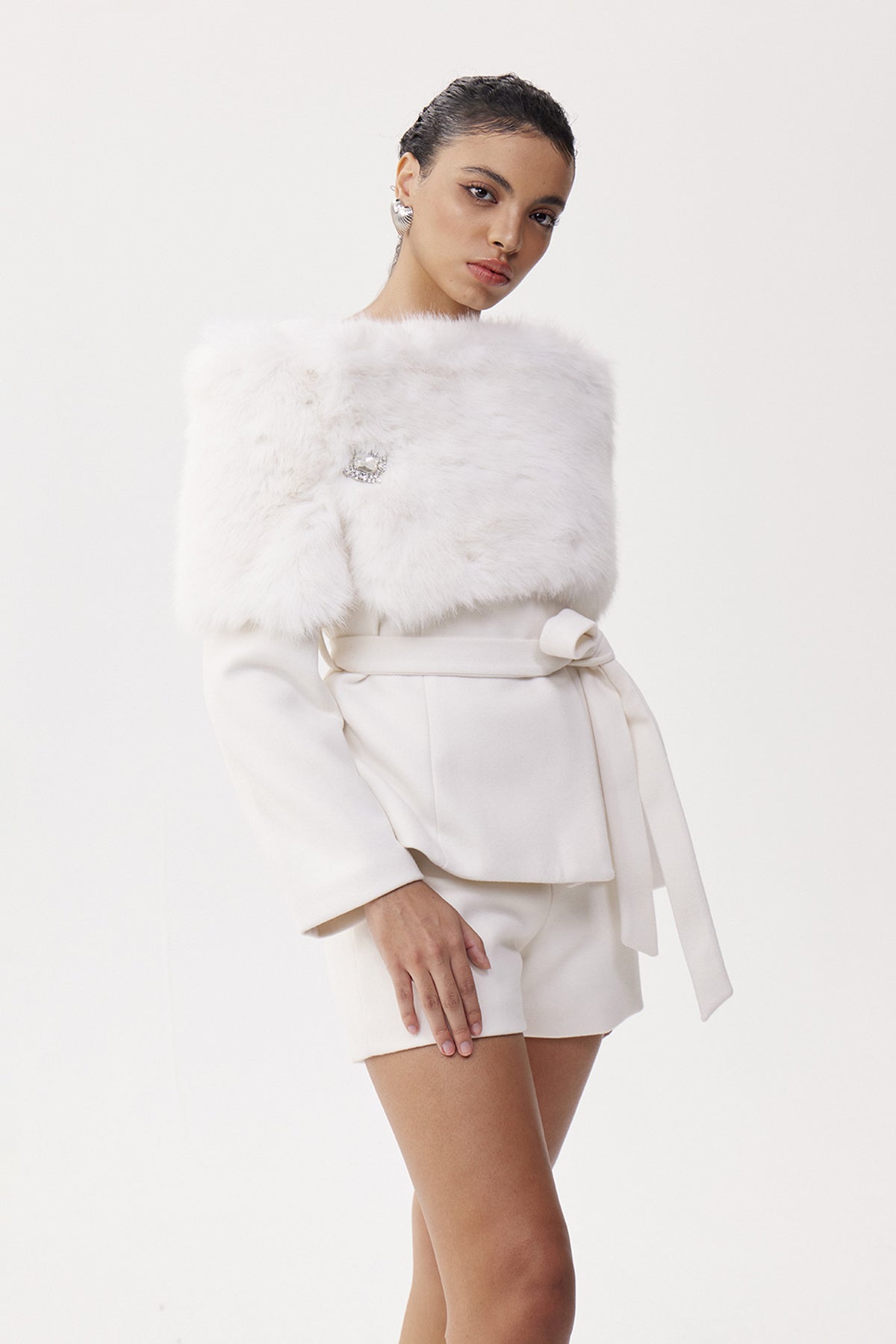 xenia Faux Fur Pants Set