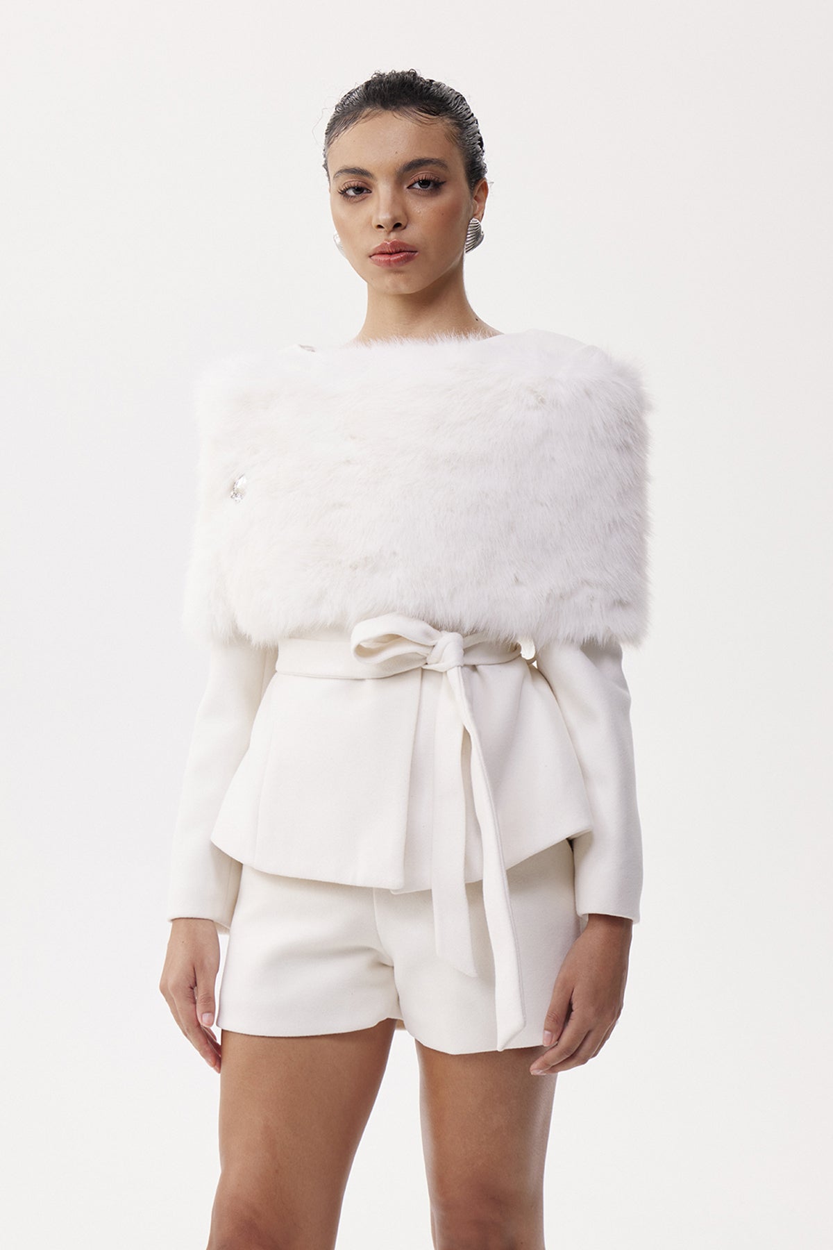 xenia Faux Fur Pants Set