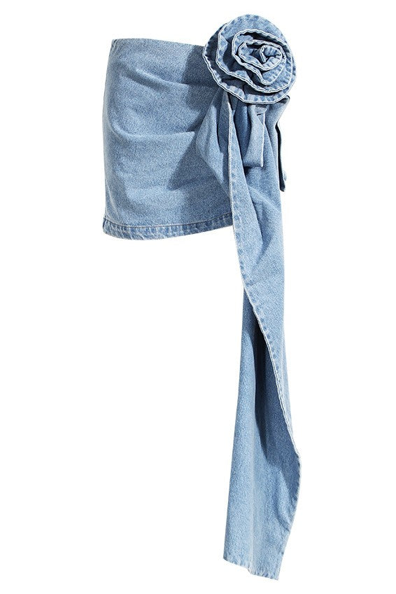 Shop  beautiful mini - Perfect for special occasions | Elianna Floral Denim Mini Skirt