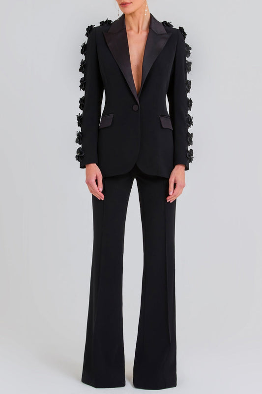 Ellalabel Elise Floral Embellished Blazer Two Piece Set - Crafted from High-quality Fabrication- Perfect for Garden Parties and Resort Wear.