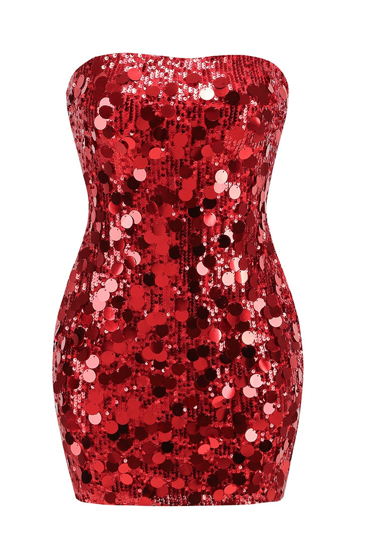 Shop  red dress - Perfect for special occasions | Emerson Strapless Sequin Mini Dress - Red