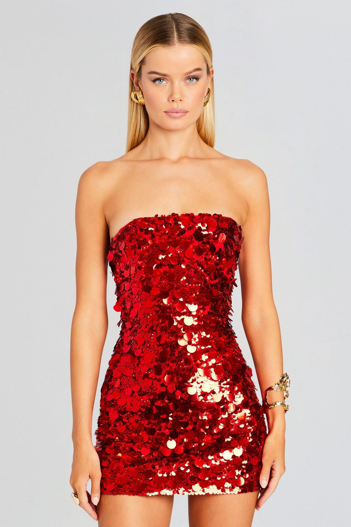 Stylish red dress | Emerson Strapless Sequin Mini Dress - Red - Ideal for special occasions