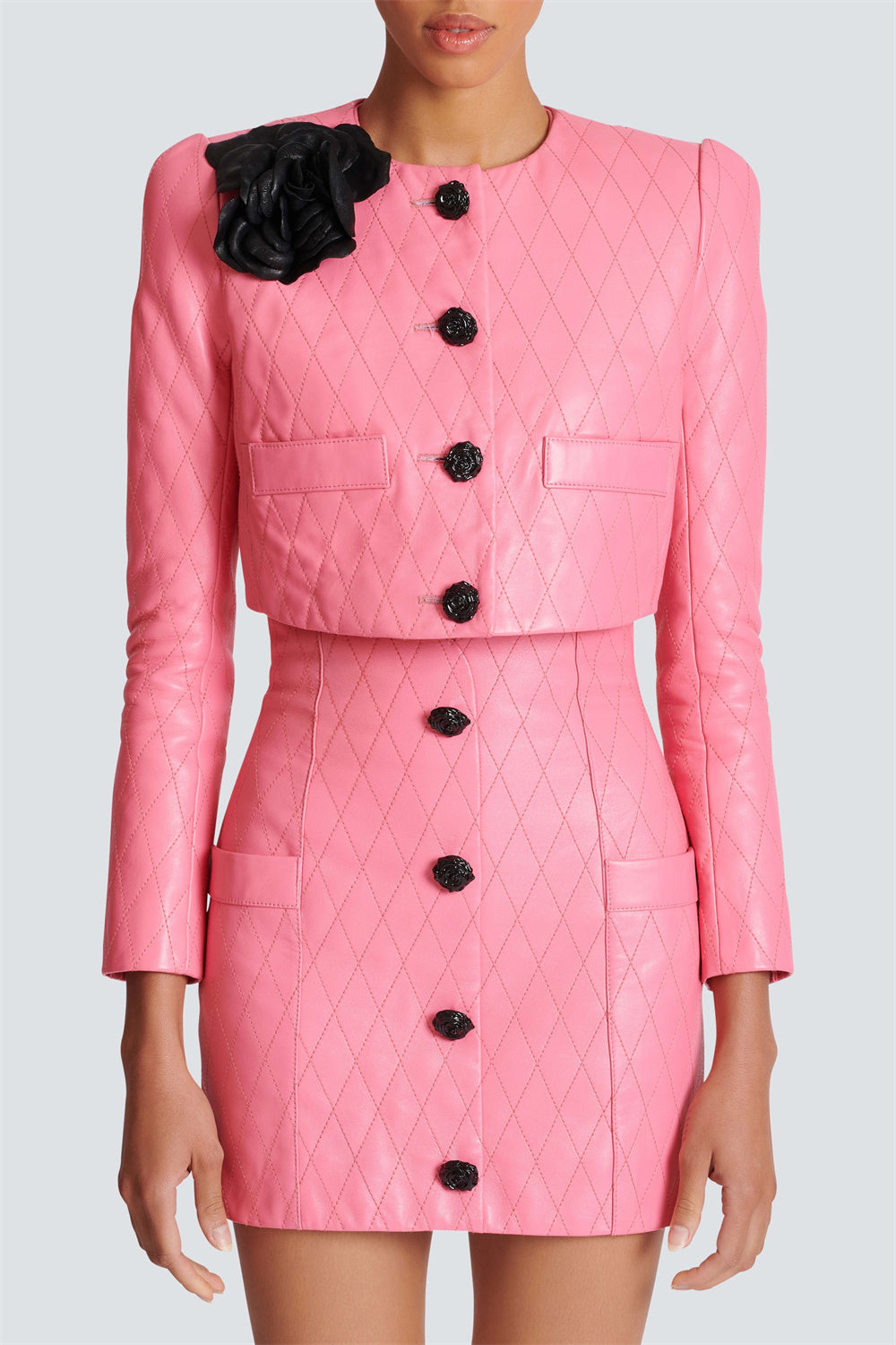 Emory Leather Embellished Cropped Jacket - Stylish beautiful dress for special occasions | Buy Online
