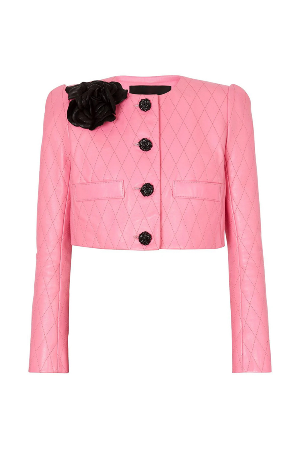 Emory Leather Embellished Cropped Jacket - Stylish beautiful dress for special occasions | Buy Online