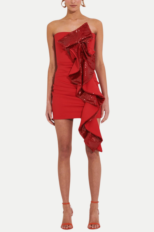 Ellalabel Fannie Sequin Strapless Mini Dress - Crafted from Shimmering Hand-stitched Sequins- Best for Cocktail Parties and Night Out.