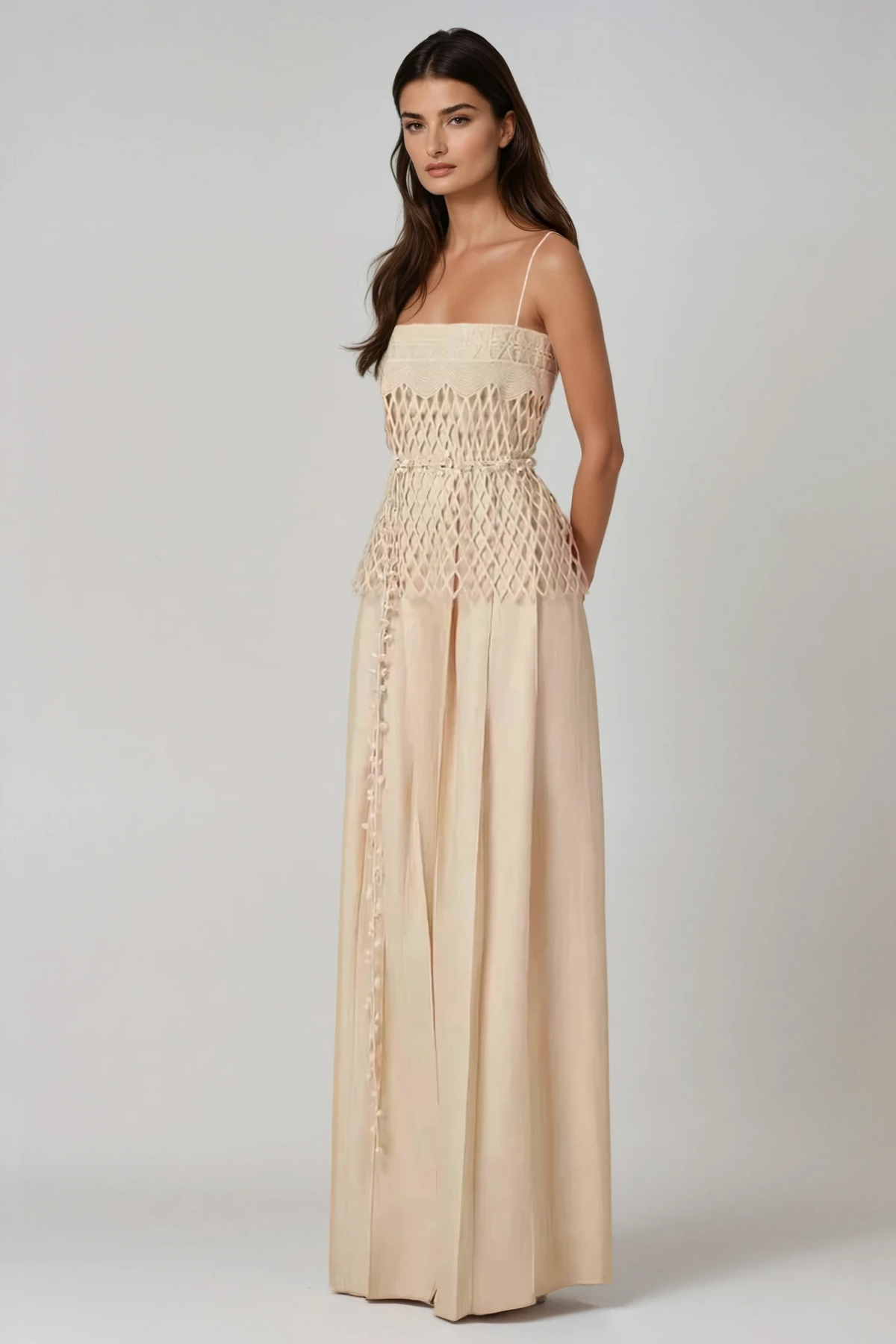 tiffany apricot Spaghetti Cutout Pants Set