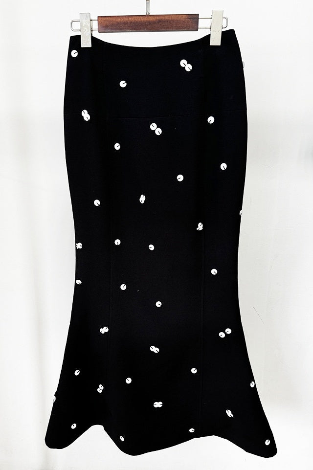 Gana Sequin Dot Trumpet Blazer - Black