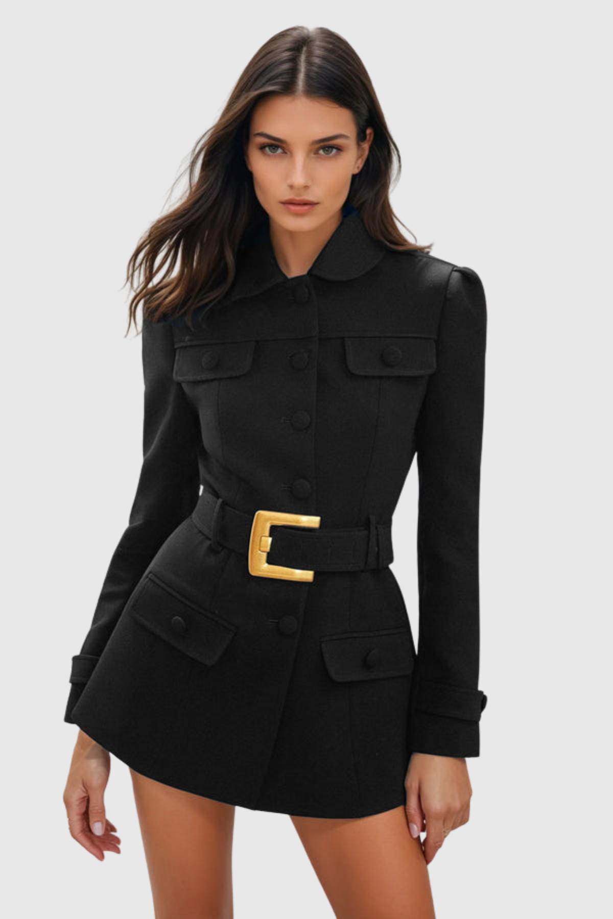 jacqueline Belted Mini Blazer Dress in Black