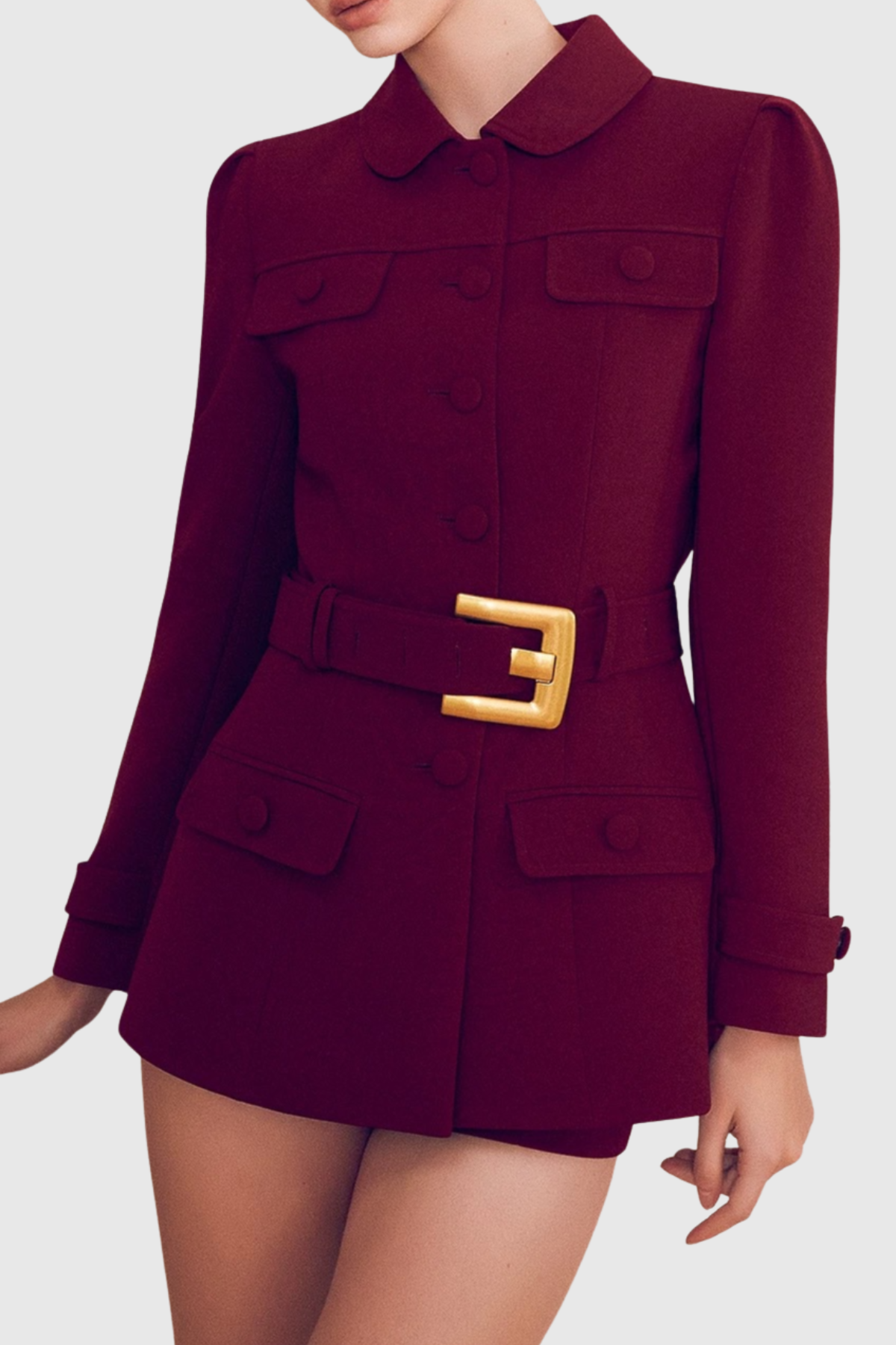 jacqueline Belted Mini Blazer Dress in burgundy
