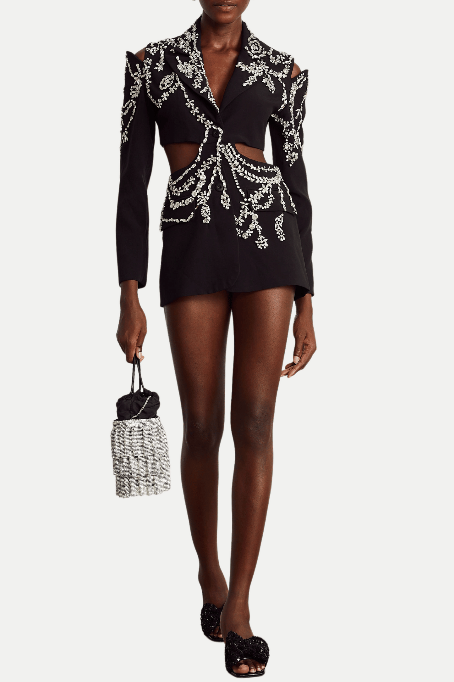 Stylish beautiful dress | Gustina Crystal-embellished Cutout Blazer - Ideal for special occasions