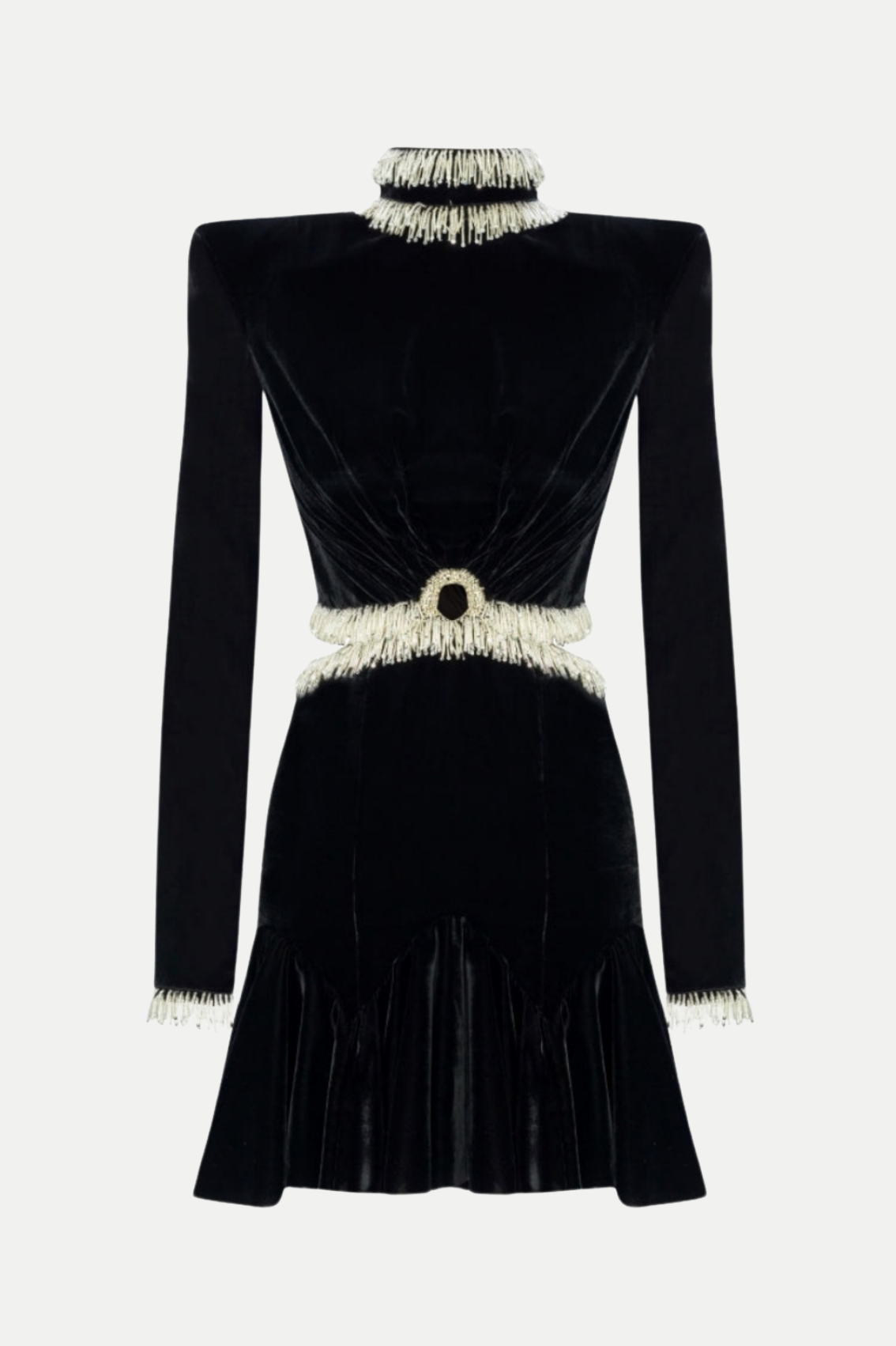 Stylish beautiful dress | Ishika Bead-Embellished Velvet Cutout Mini Dress - Ideal for special occasions