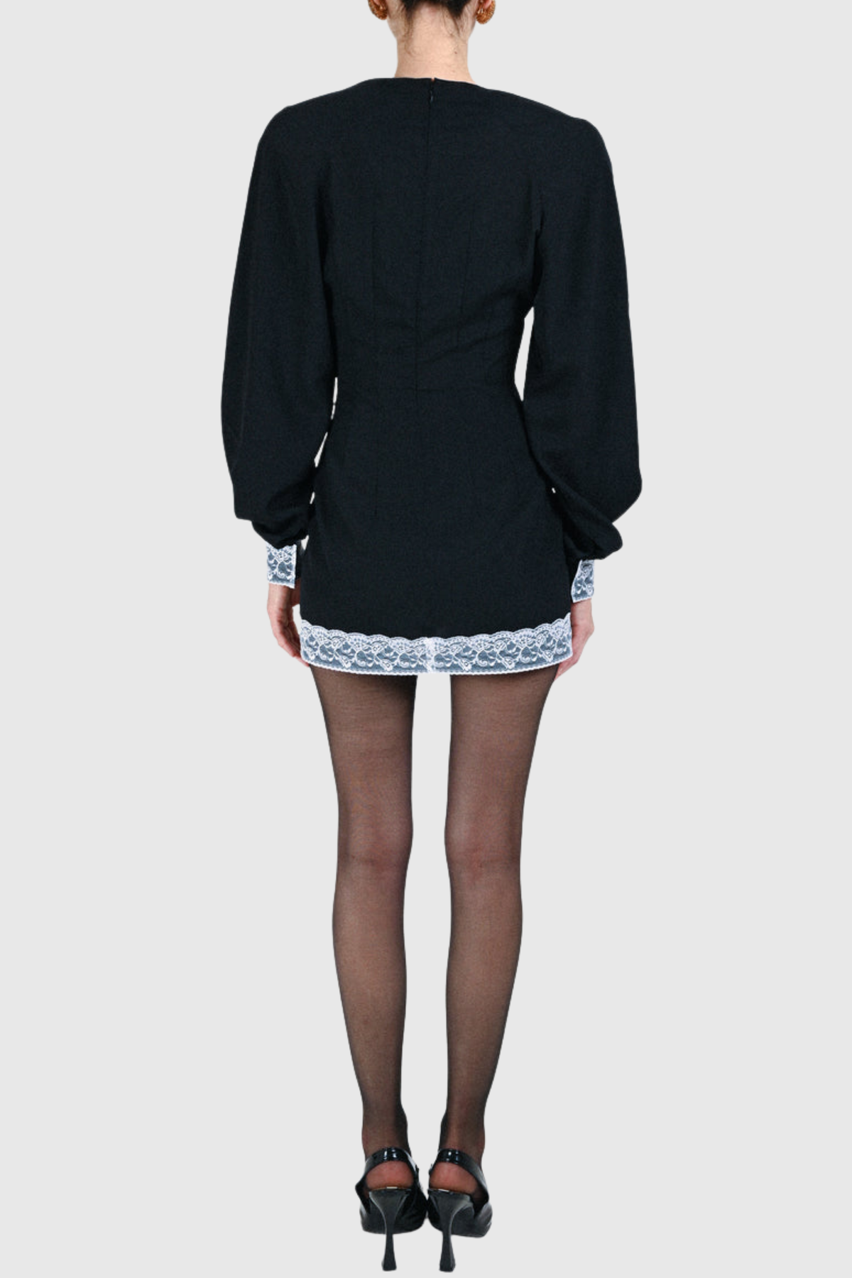 maureen Lace Contrast Satin Mini Dress in black