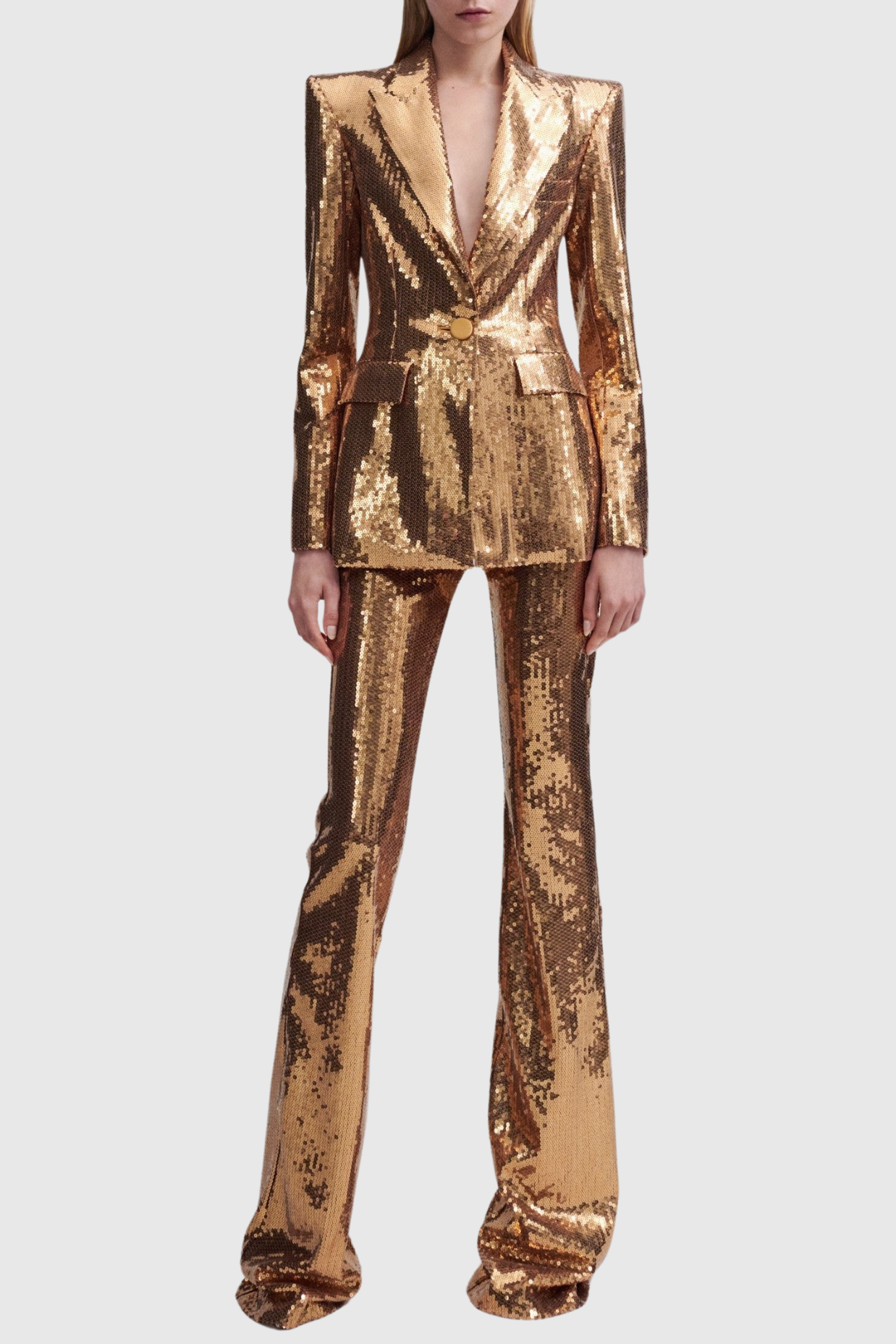 Joye Gold Sequin Blazer Two Piece Set - Stylish beautiful dress for special occasions | Buy Online