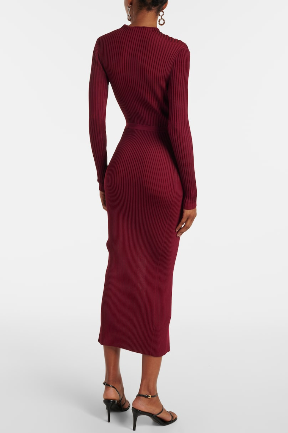 murray Cutout Ribbed Knit Midi Dress - Wine