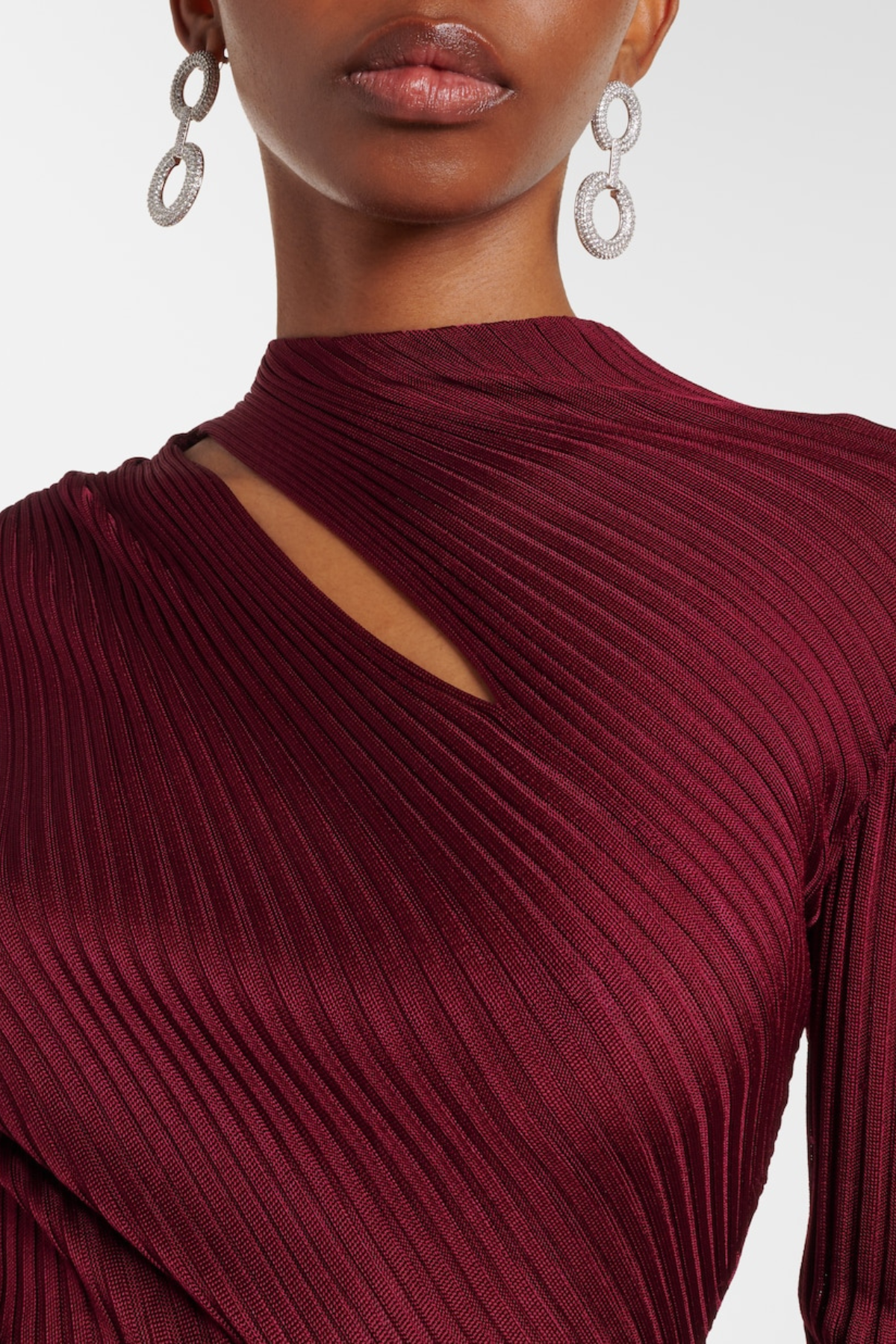 murray Cutout Ribbed Knit Midi Dress - Wine