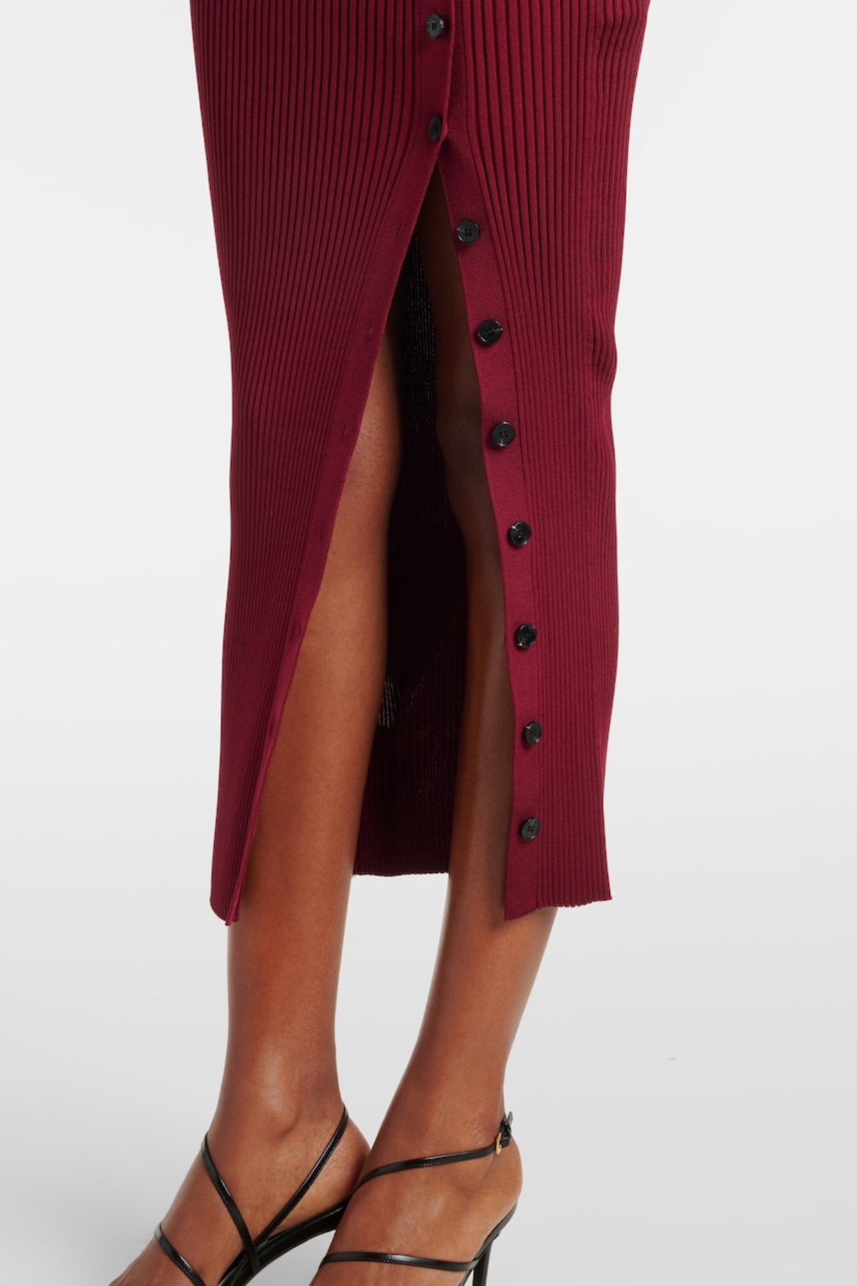 murray Cutout Ribbed Knit Midi Dress - Wine