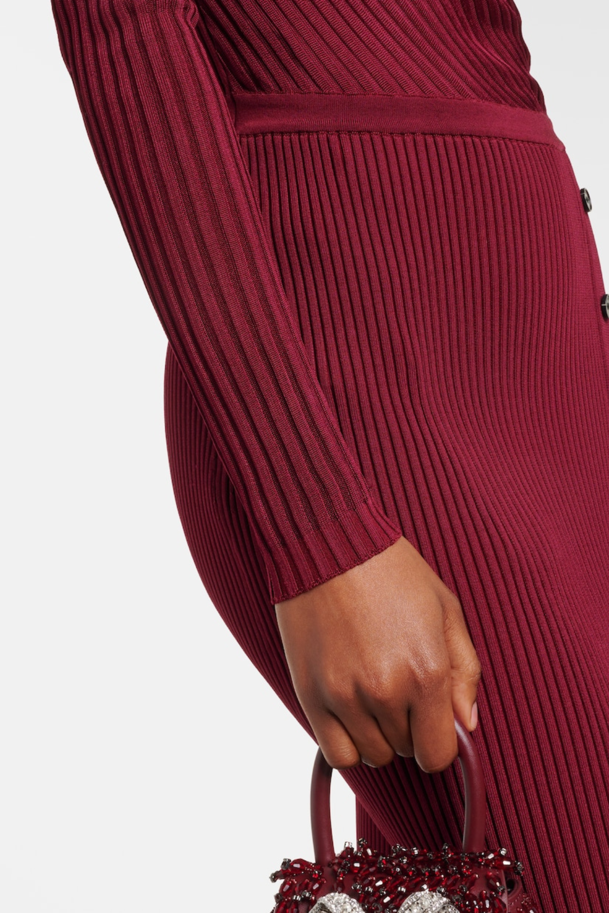 murray Cutout Ribbed Knit Midi Dress - Wine