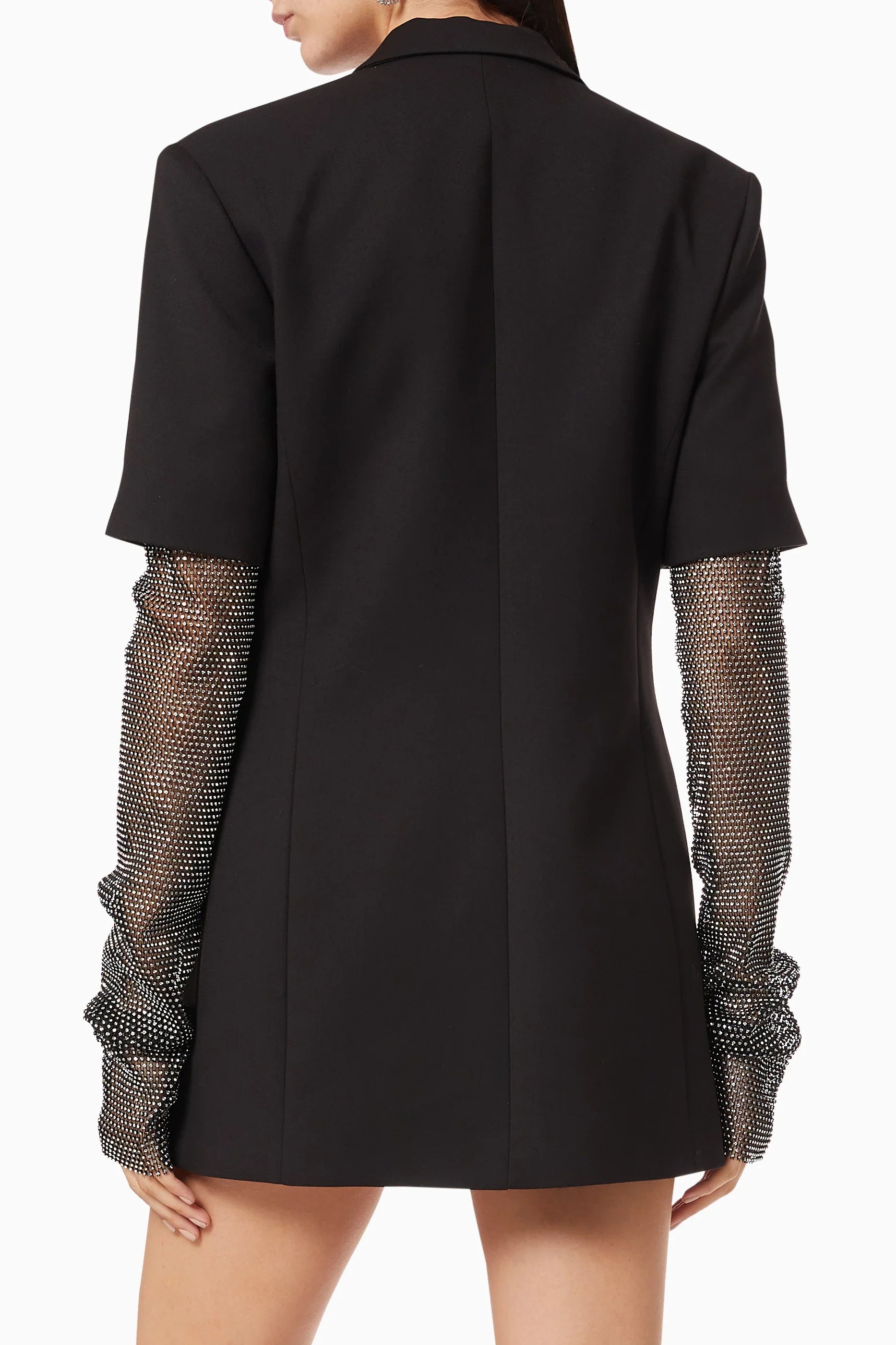Kali Crystal Mesh Sleeves Blazer