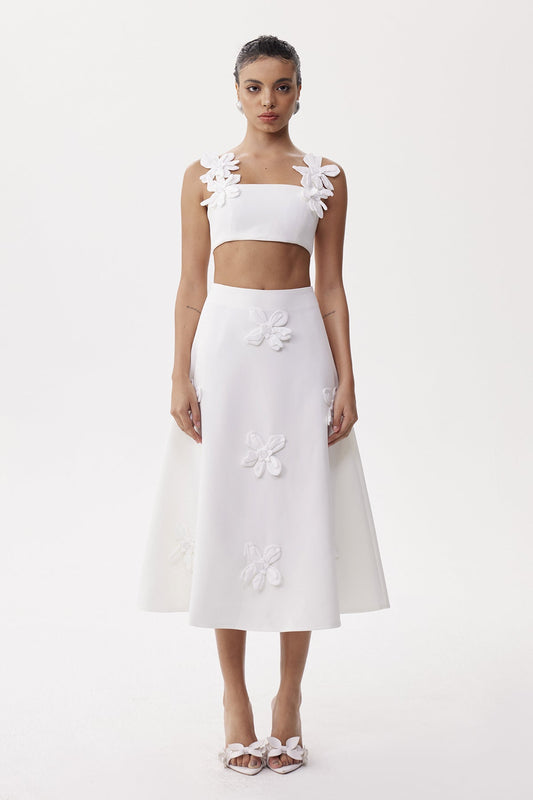 Ellalabel tiffany Flower Crop Skirt Set - Crafted from High-quality Fabrication - Designed for Elegant Occasions.