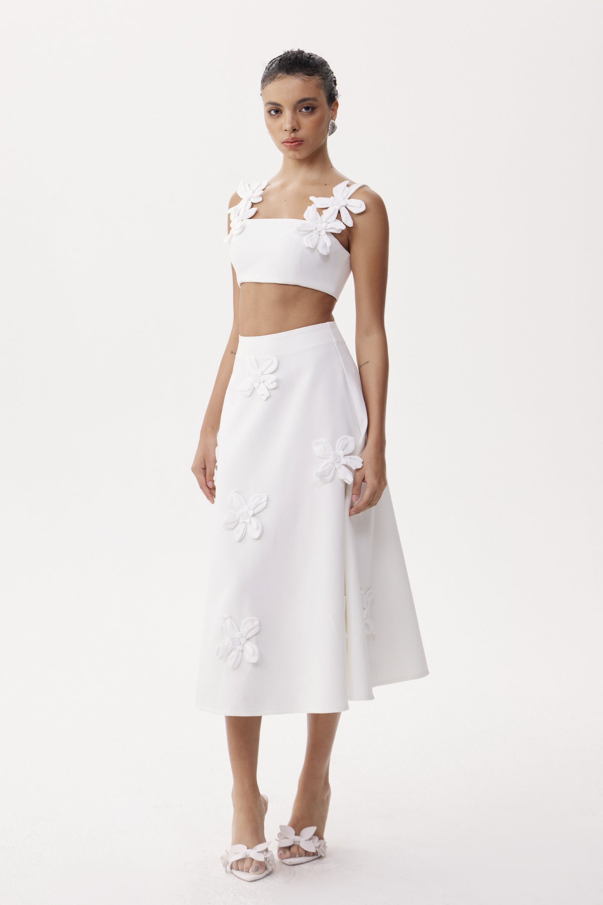 tiffany Flower Crop Skirt Set