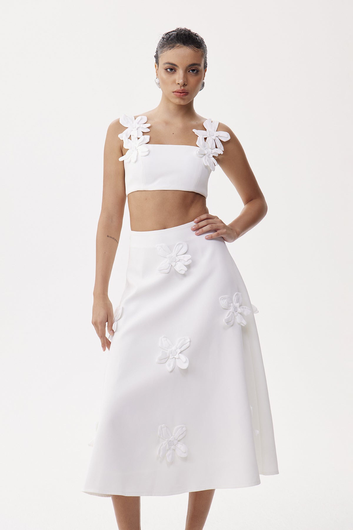 tiffany Flower Crop Skirt Set