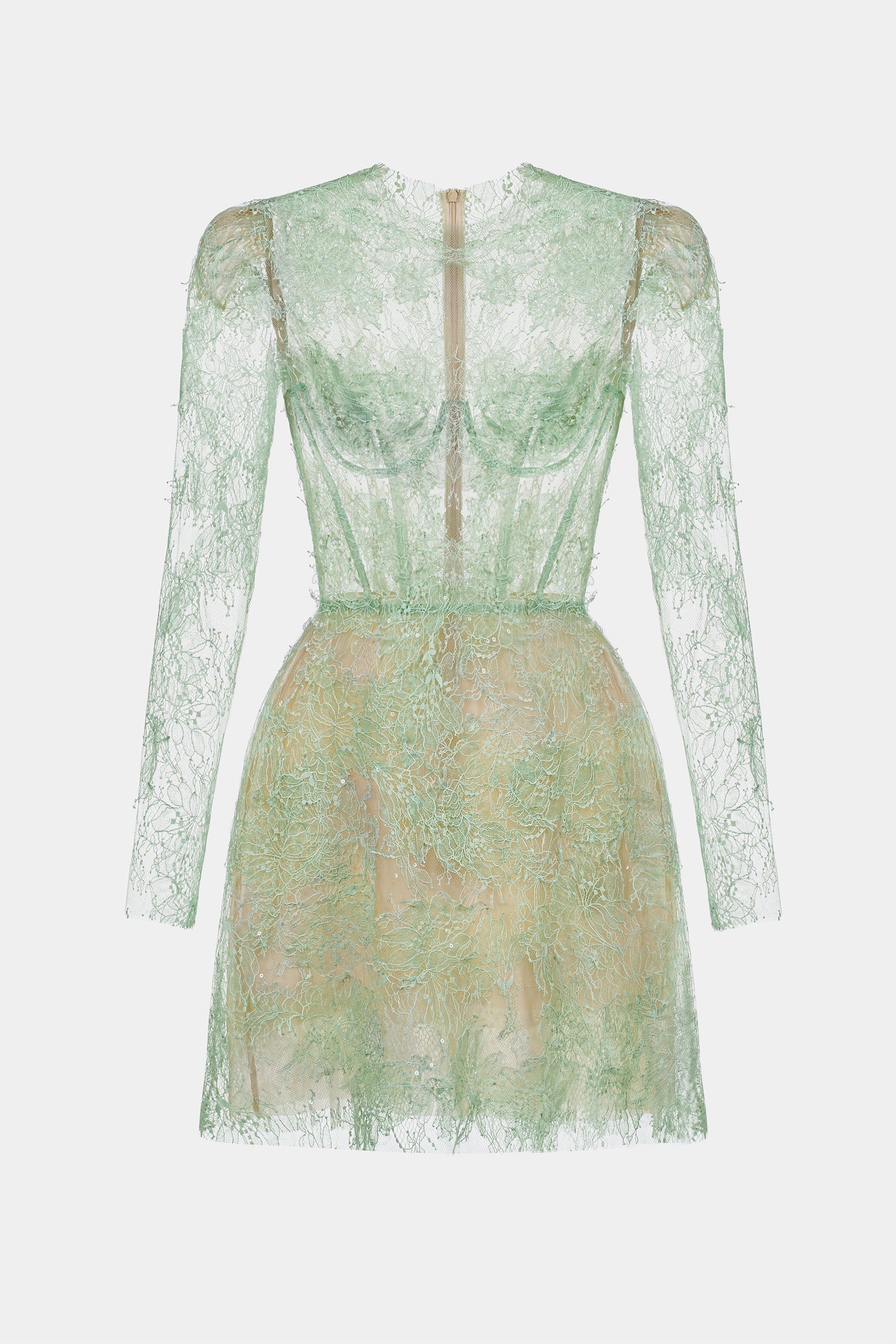 theresa Mint Beaded Lace Mini Dress