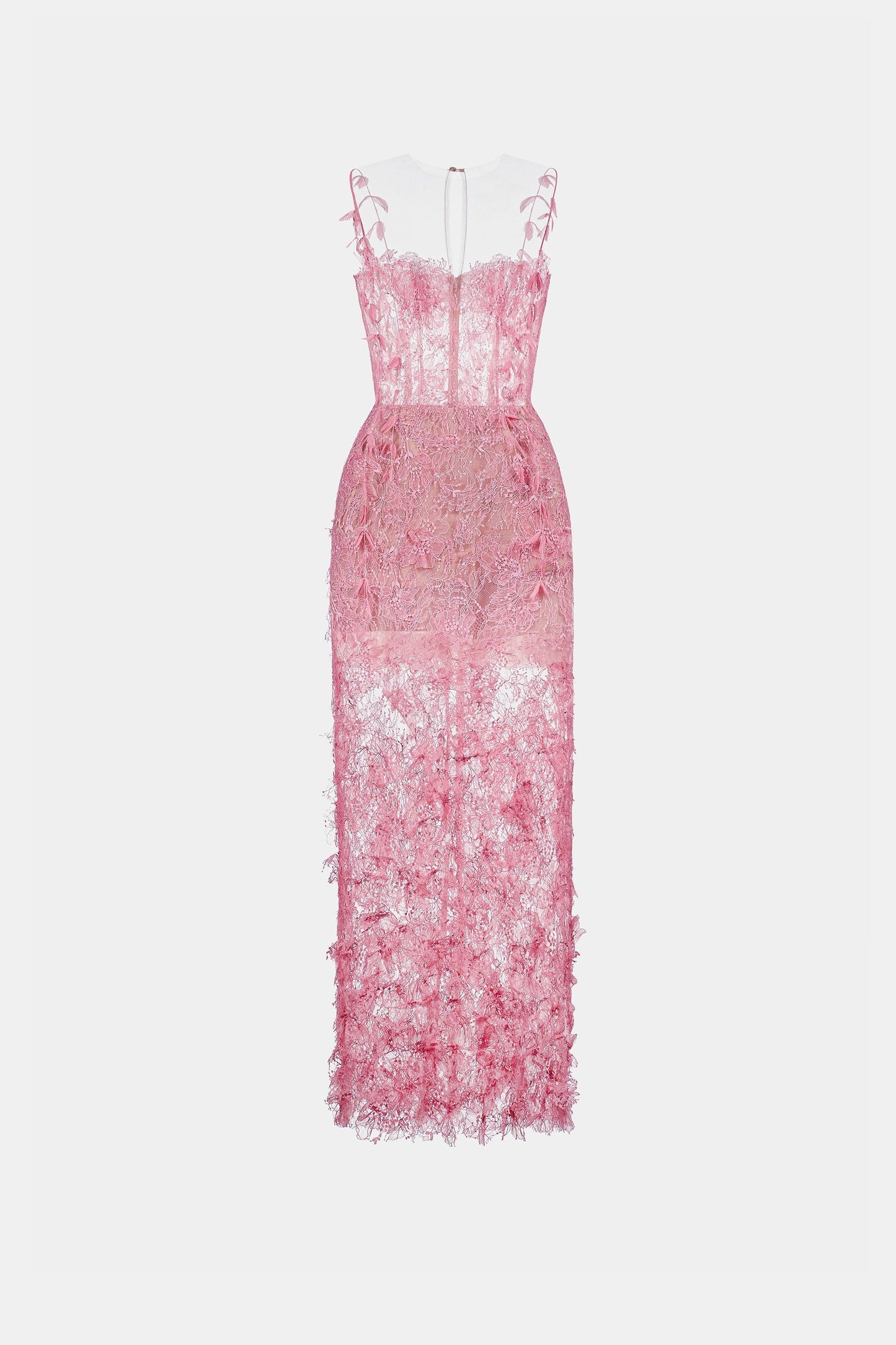 polly PINK BEADED LACE PENCEL midi DRESS