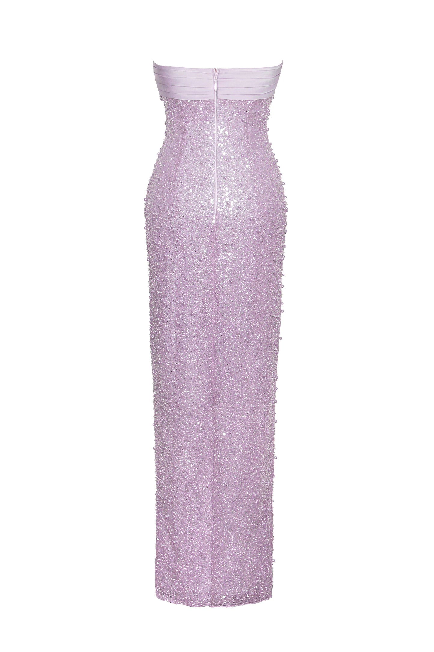 Stylish pink dress | PINK SATIN SEQUIN PEARLS BEADED MAXI DRESS - Ideal for special occasions
