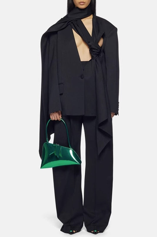 Ellalabel Lana Cutout  Asymmetric Blazer - Black - Crafted from High-quality Fabrication - Designed for Elegant Occasions.