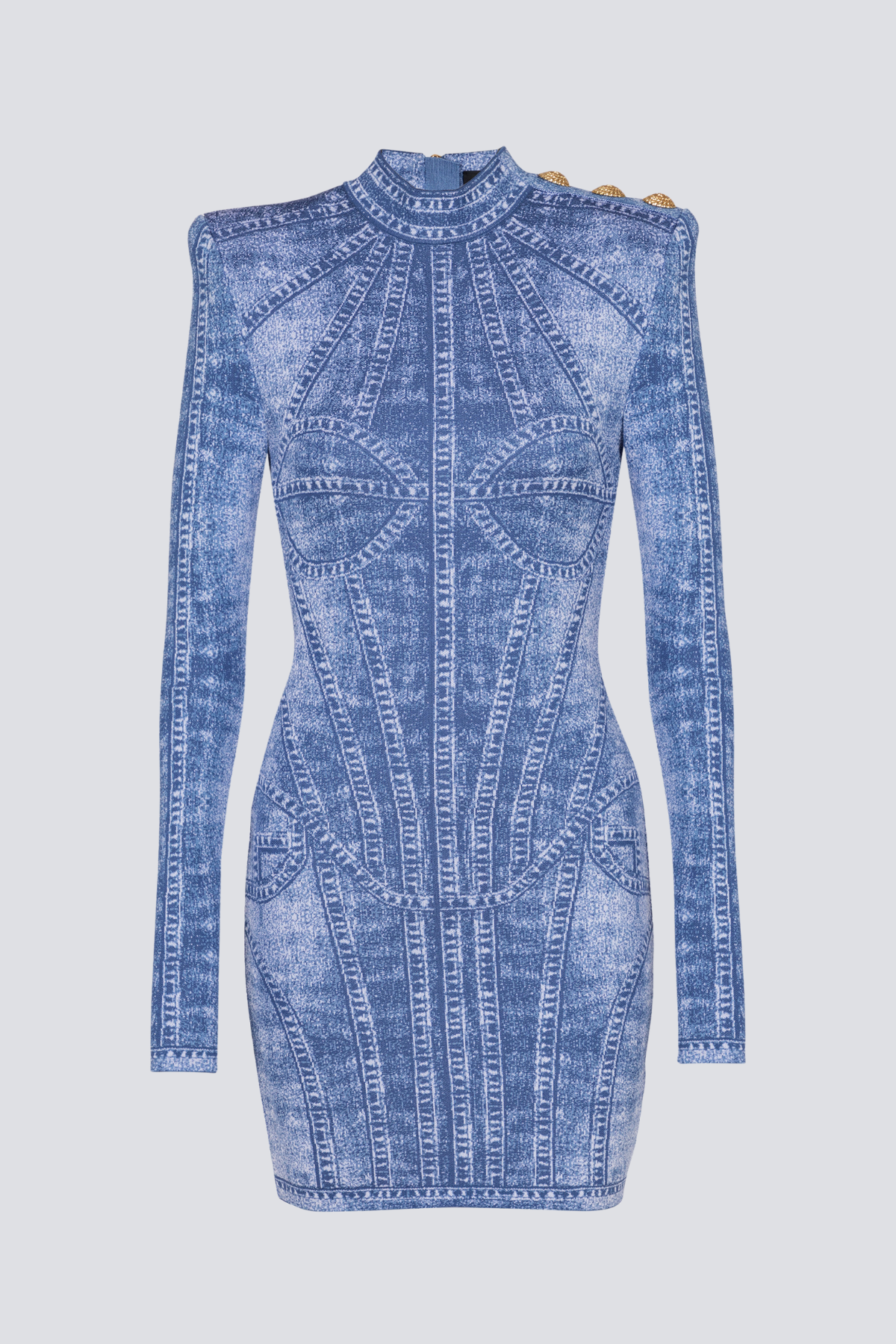 Mya Jacquard Denim-Effect Mini Dress - Stylish beautiful dress for special occasions | Buy Online