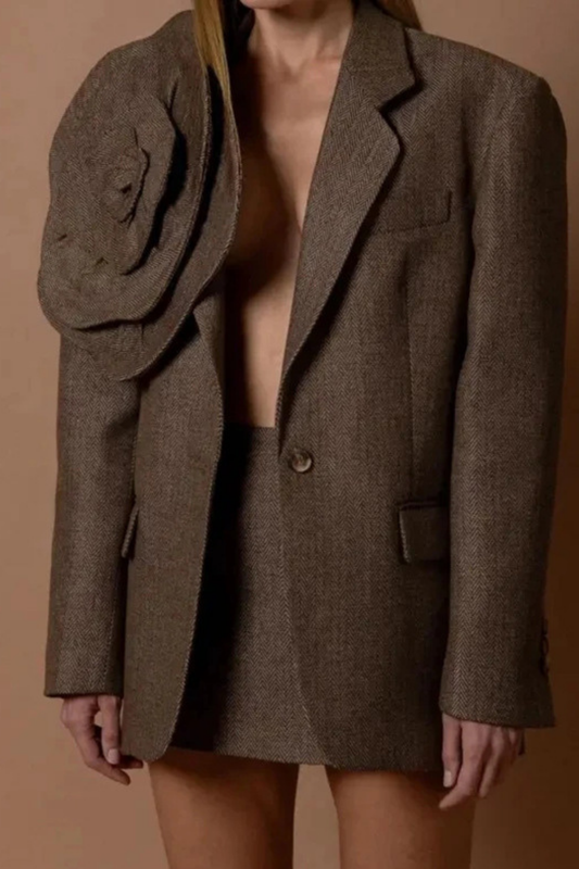 Ellalabel Laural Floral Embellished Blazer - Crafted from High-quality Fabrication- Perfect for Garden Parties and Resort Wear.