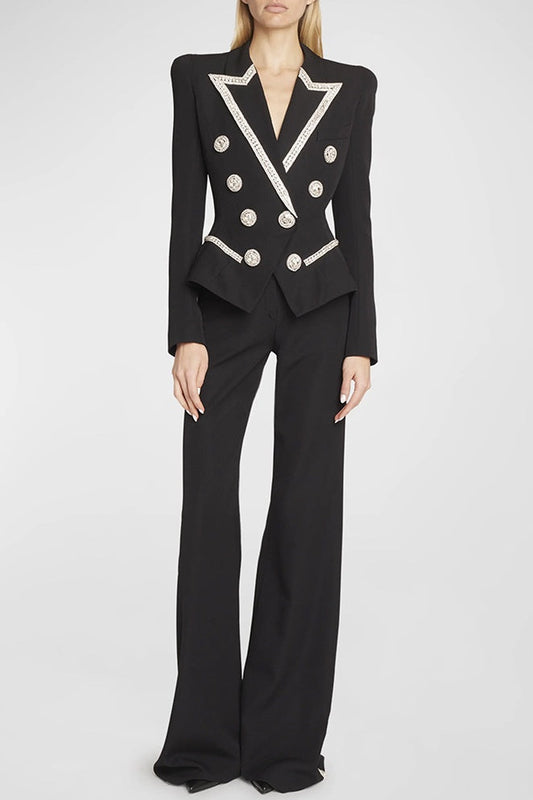 Ellalabel Leanna Diamante Embroidered Blazer - Crafted from High-quality Fabrication - Designed for Elegant Occasions.