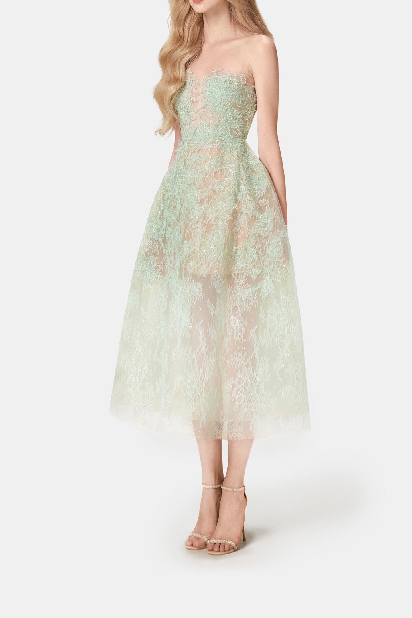 michelle Mint Beaded Lace maxi Dress