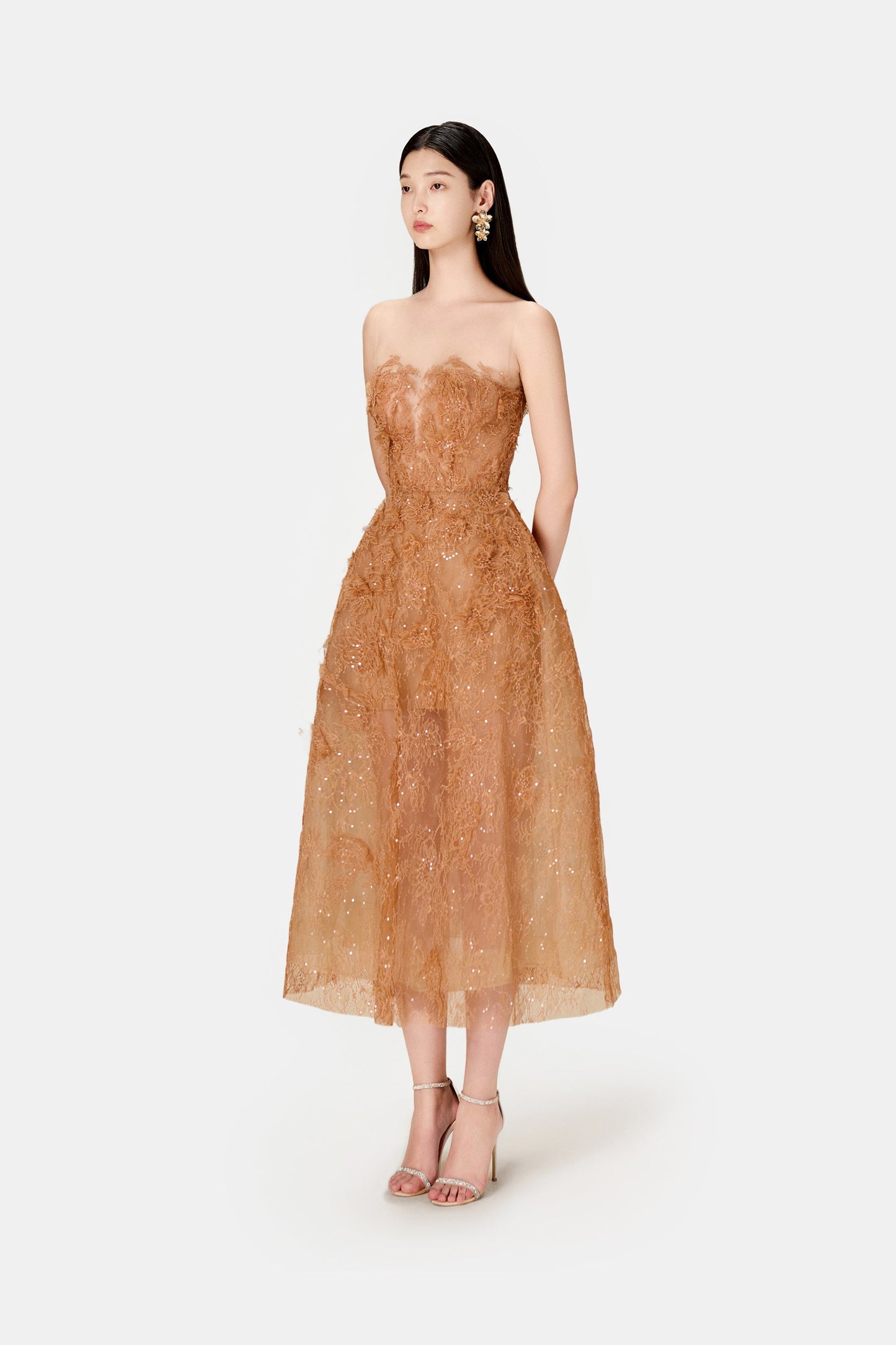 samantha brown BEADED LACE midi DRESS