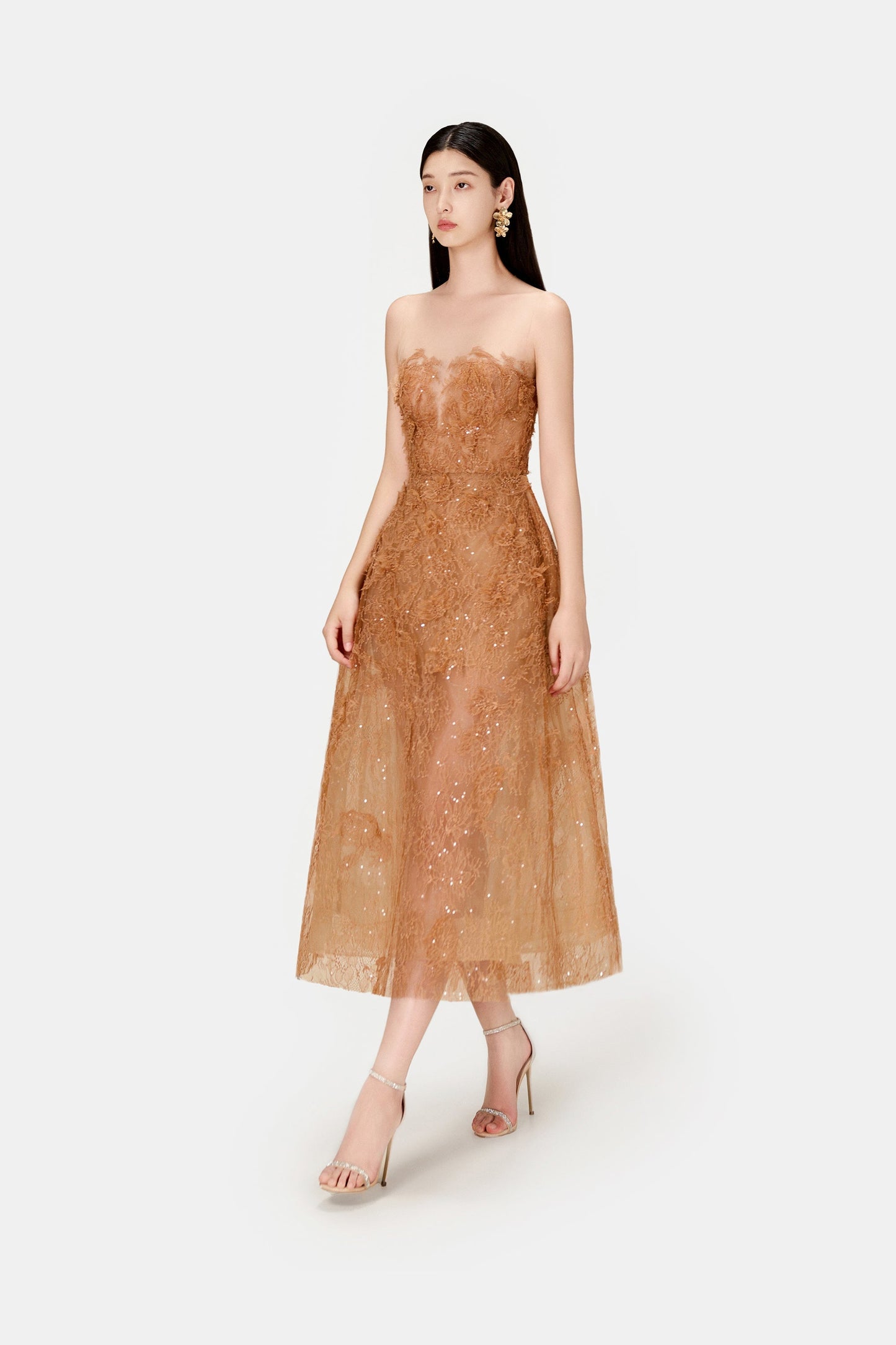 samantha brown BEADED LACE midi DRESS