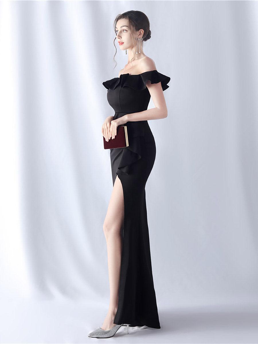 Shop  beautiful dress - Perfect for special occasions | Off Shoulder Ruffled Split Thigh Prom Dress
